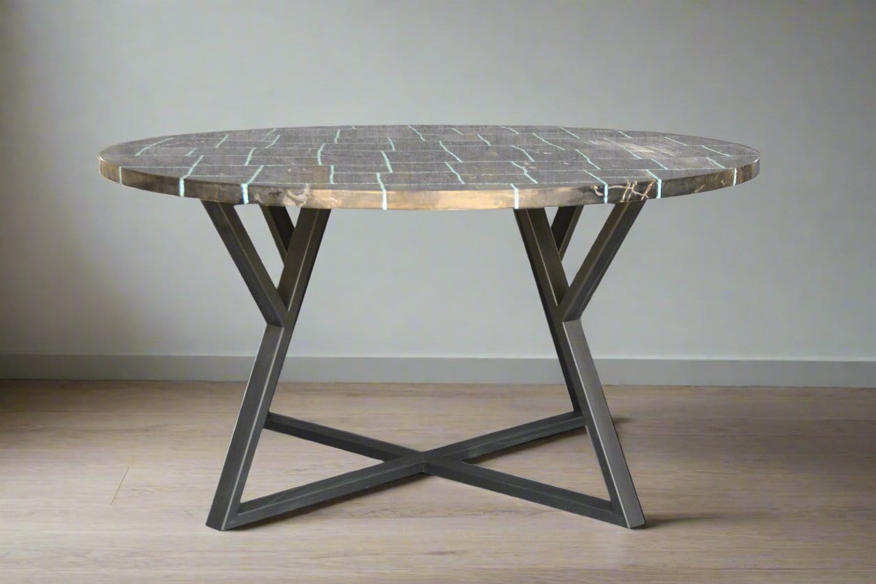 Kalifano Petrified Wood Petrified Wood Round Coffee Table 59" / 240 lbs PWT18000-BK.002