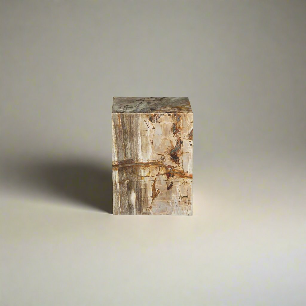 Kalifano Petrified Wood Petrified Wood Square Stump / Stool 16" / 201 lbs PWSS6200.003