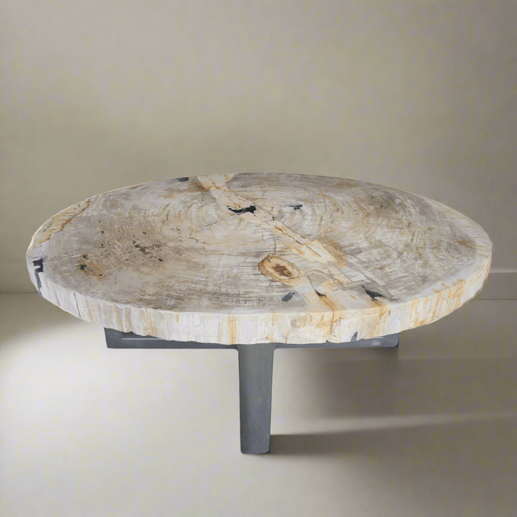 Kalifano Petrified Wood Polished Petrified Wood Coffee Table from Indonesia - 48" / 280 lbs PWT10160.002