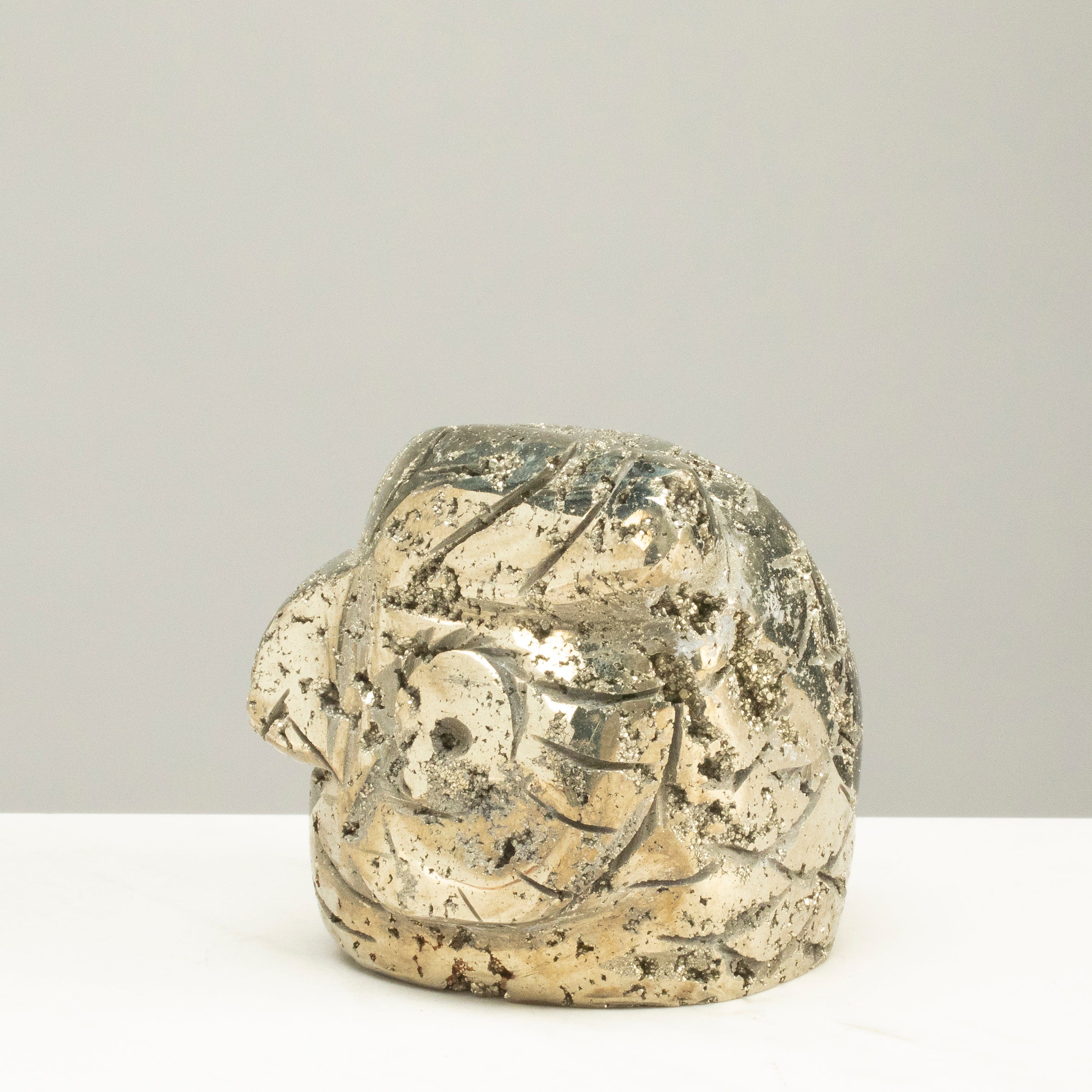 Kalifano Pyrite Peruvian Pyrite Owl Carving 3" / 2.1lbs PCOWL1400.001