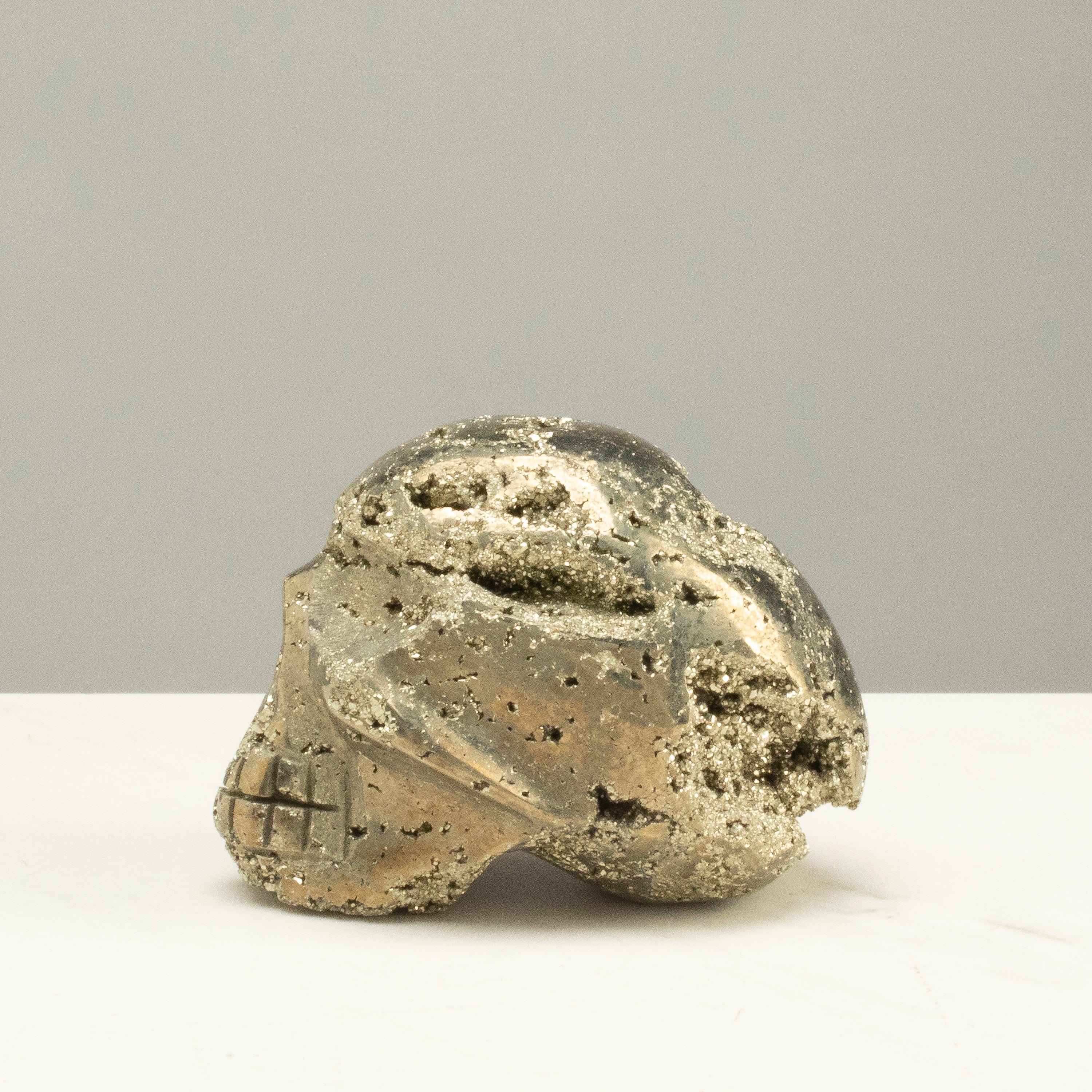 Kalifano Pyrite Peruvian Pyrite Skull Carving 3" / 0.8lbs PCSK600.001
