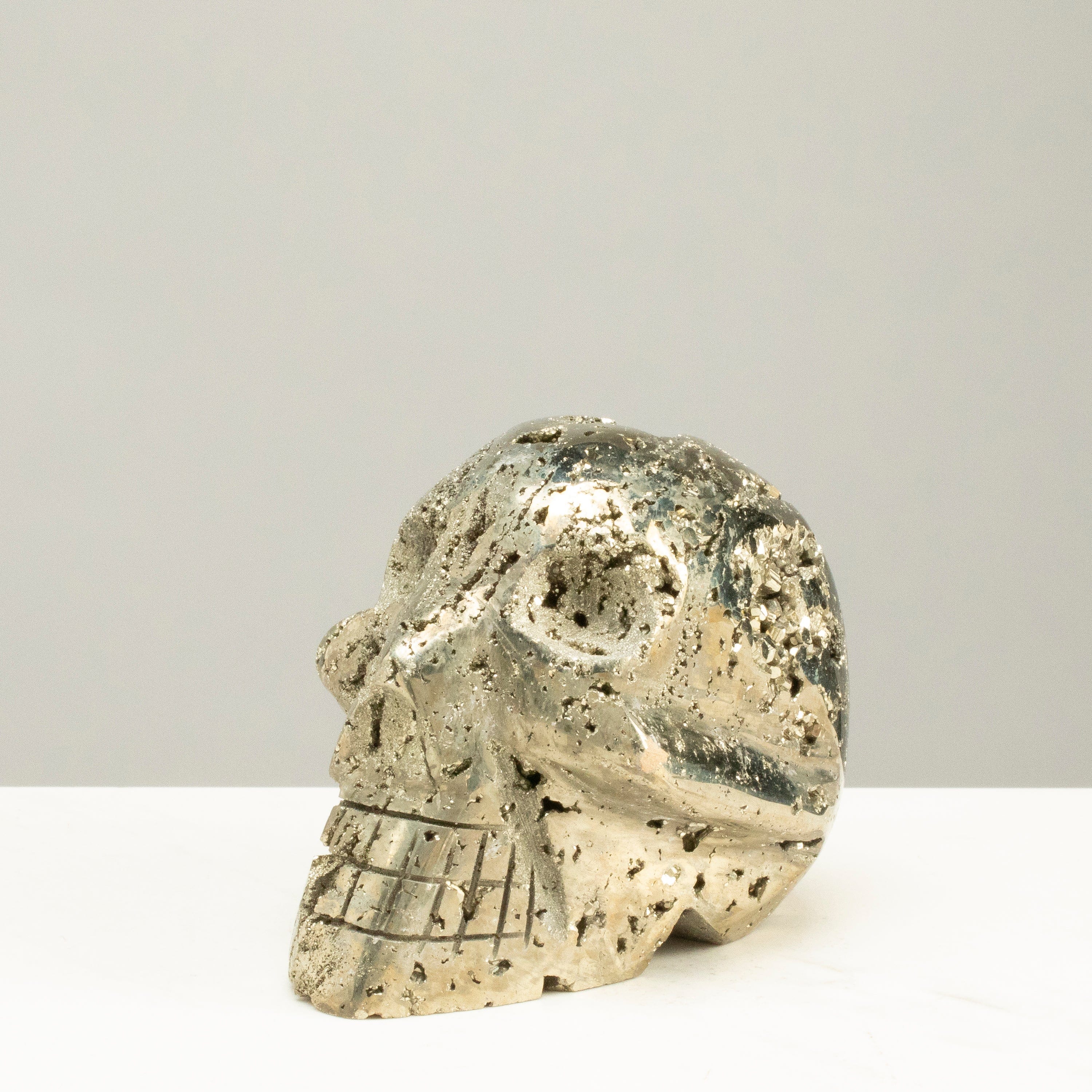 Kalifano Pyrite Peruvian Pyrite Skull Carving 4" / 1.5lbs PCSK1100.001