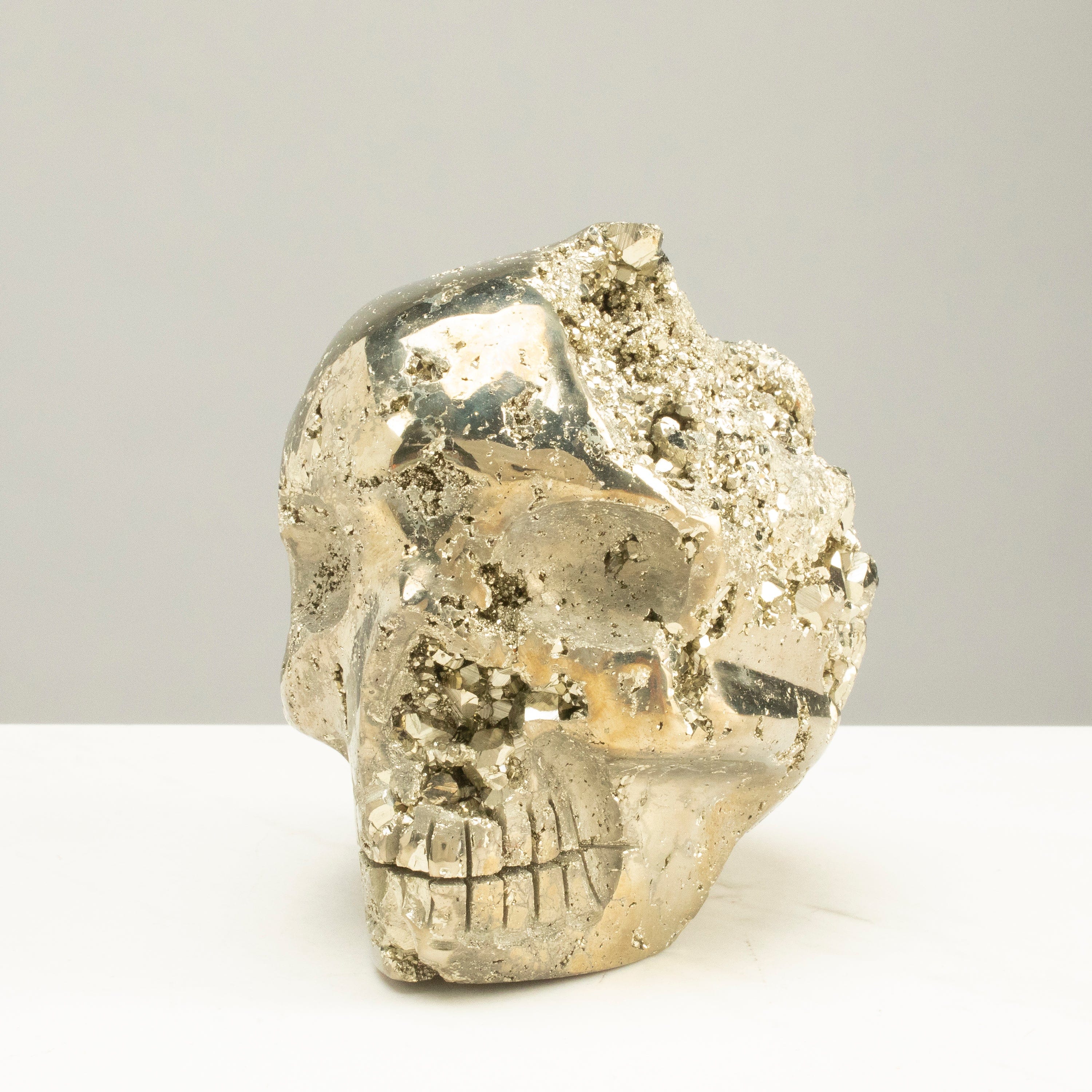 Kalifano Pyrite Peruvian Pyrite Skull Carving 4" / 3.7lbs PCSK2000.001