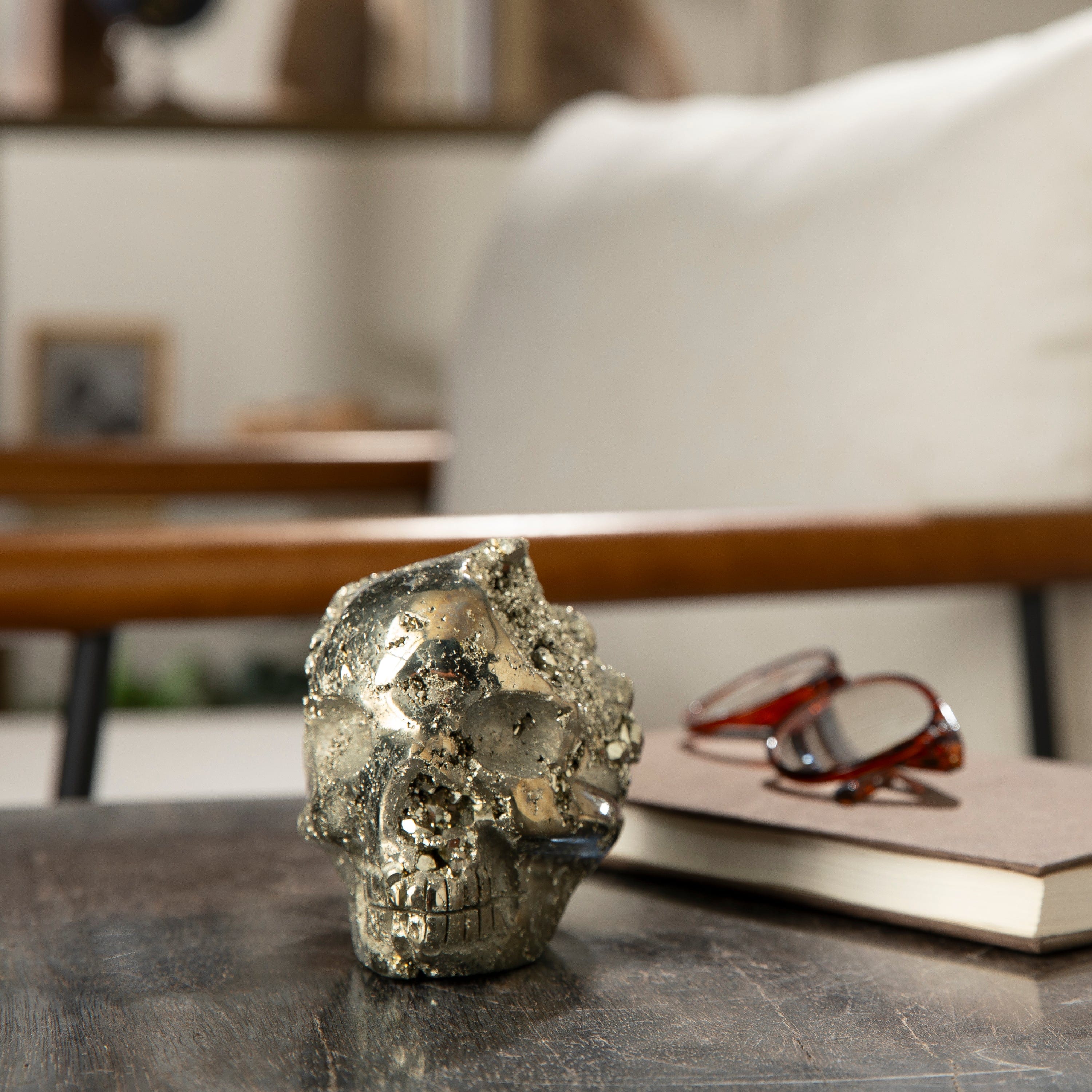 Kalifano Pyrite Peruvian Pyrite Skull Carving 4" / 3.7lbs PCSK2000.001