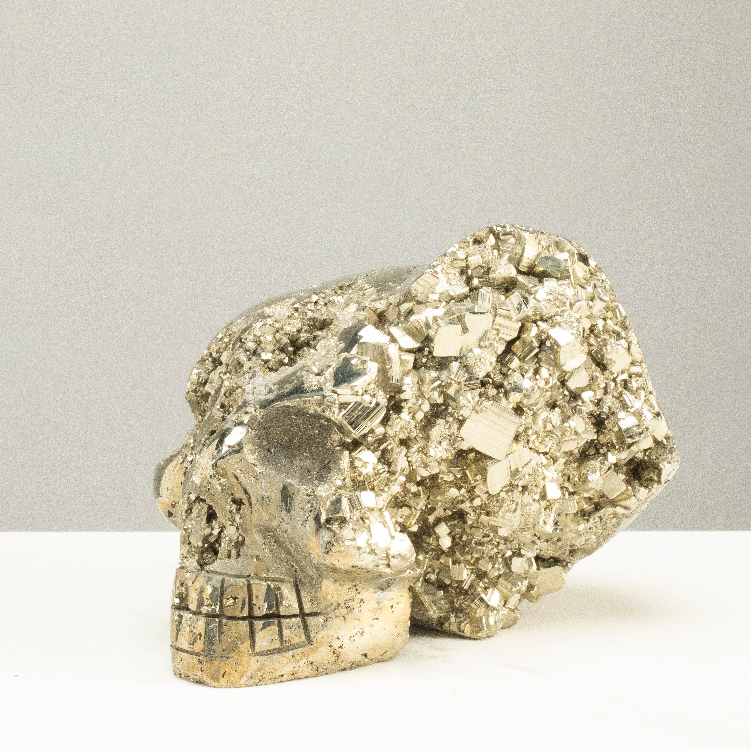 Kalifano Pyrite Peruvian Pyrite Skull Carving 5" / 2.6lbs PCSK1800.001