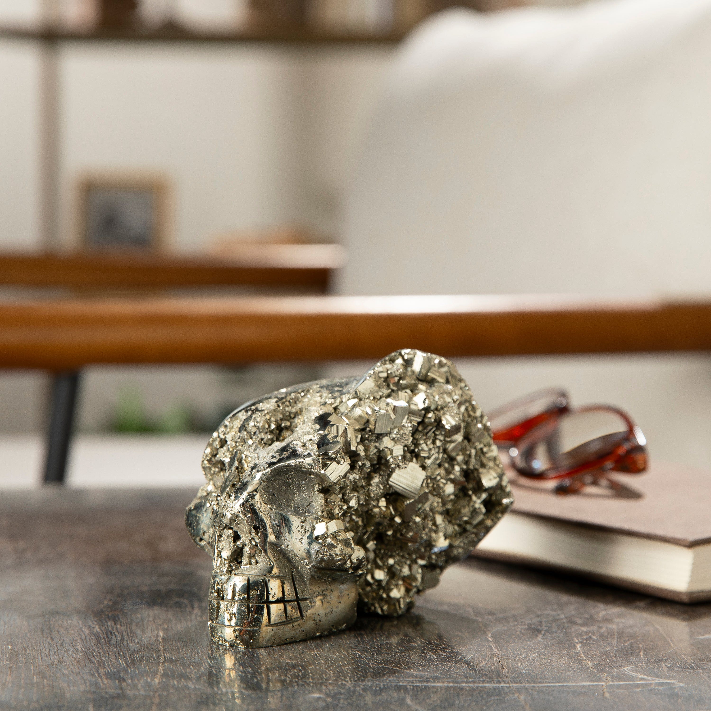 Kalifano Pyrite Peruvian Pyrite Skull Carving 5" / 2.6lbs PCSK1800.001
