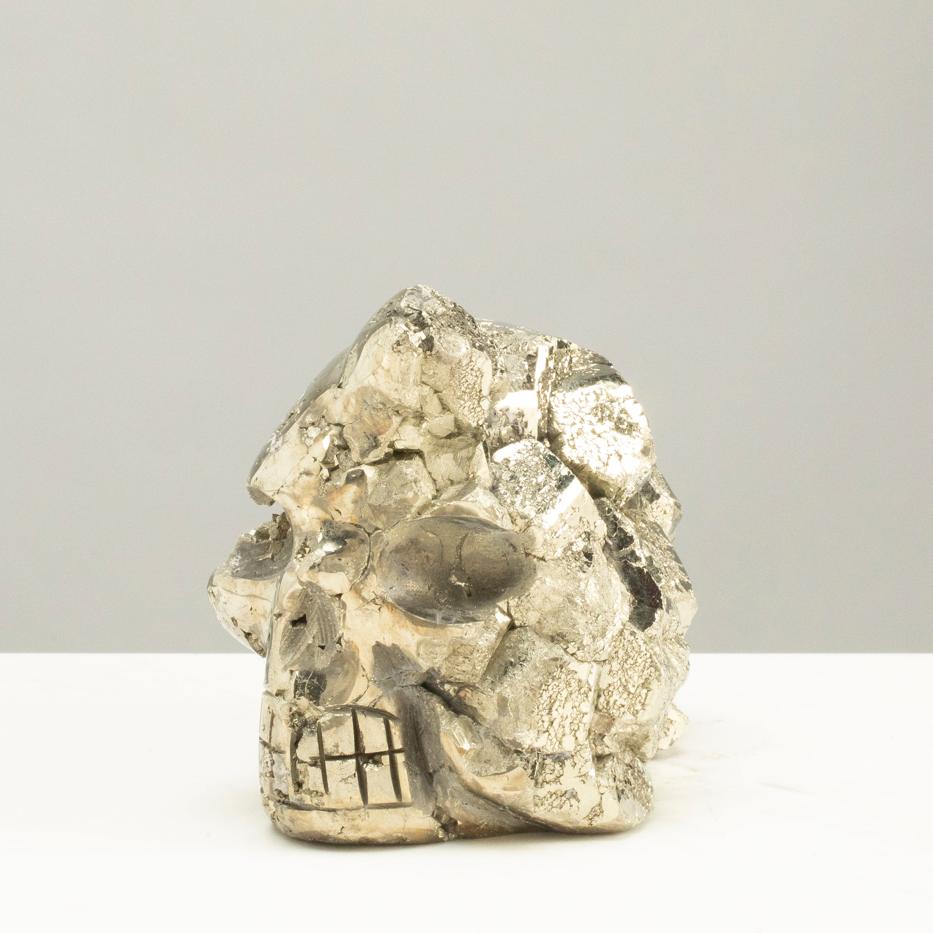 Kalifano Pyrite Peruvian Pyrite Skull Carving 5" / 3.6lbs PCSK2000.002