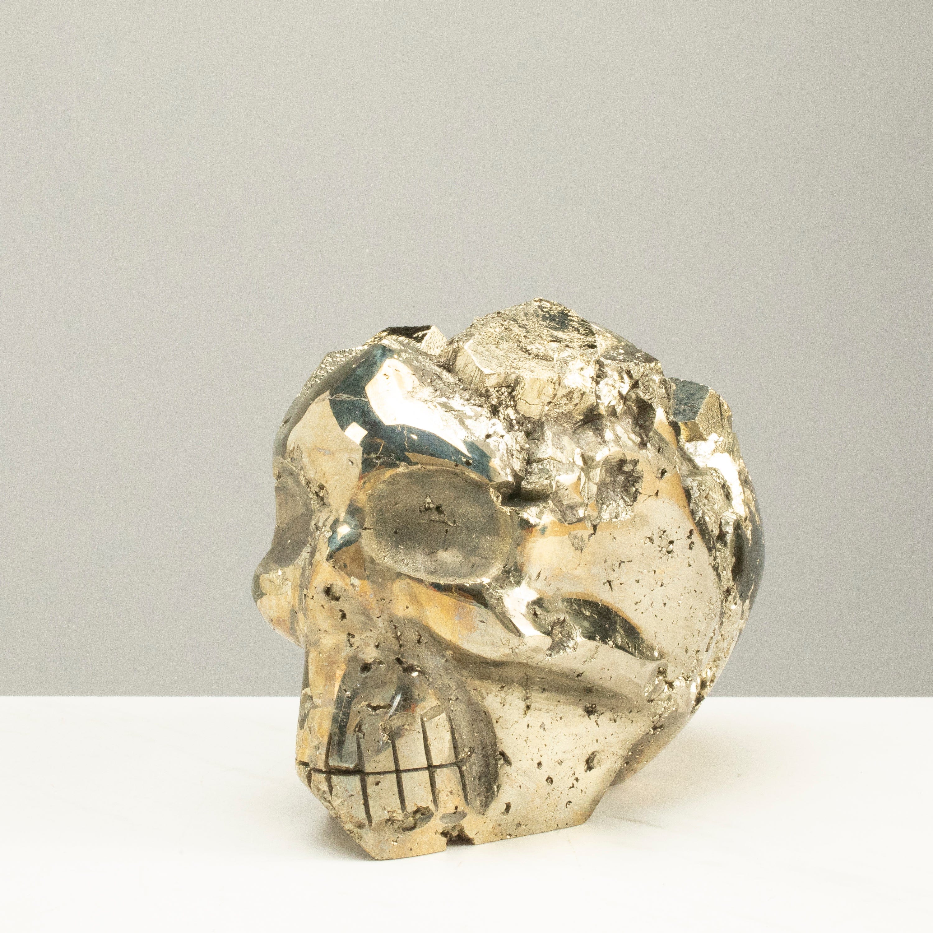 Kalifano Pyrite Peruvian Pyrite Skull Carving 6" / 5.8lbs PCSK3200.001