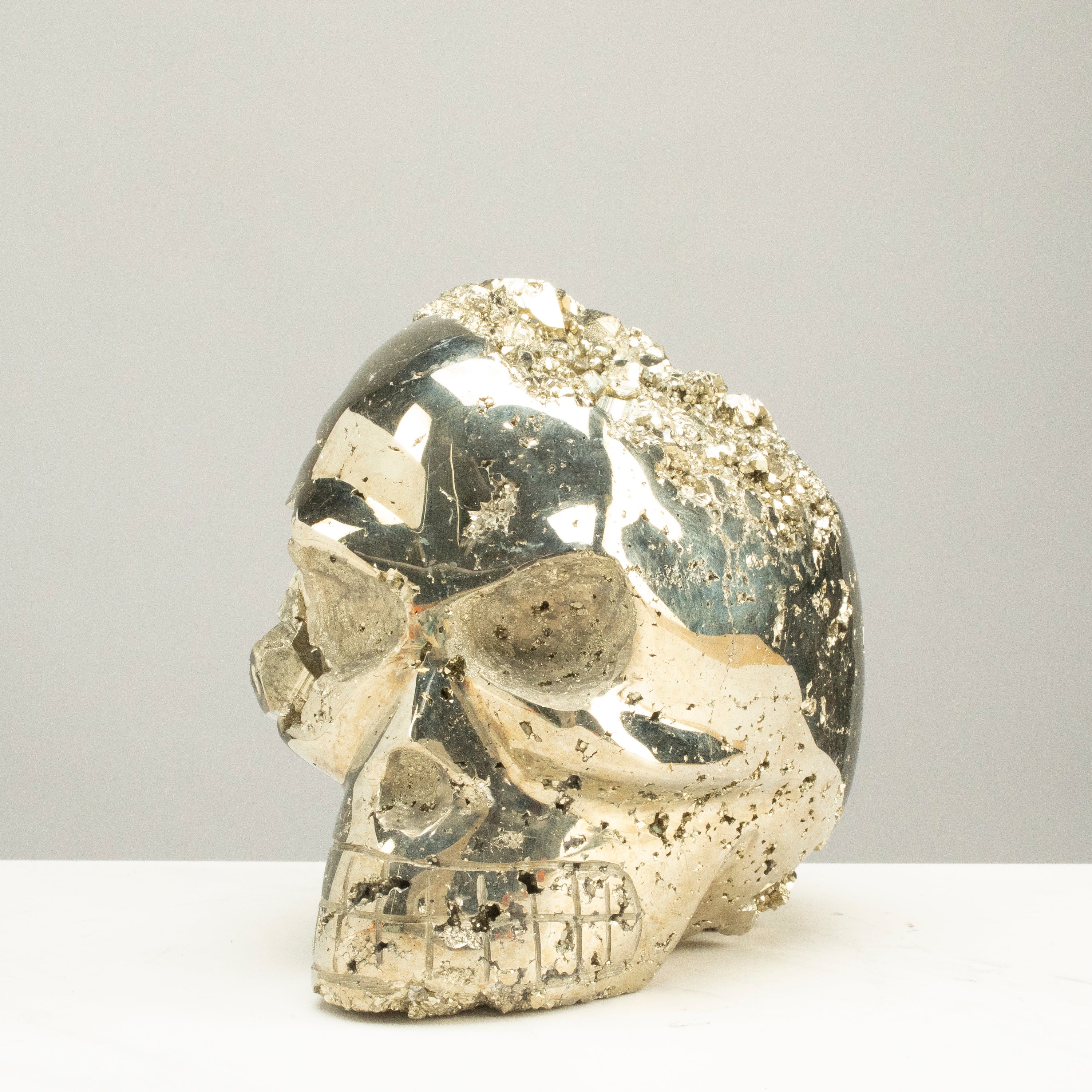 Kalifano Pyrite Peruvian Pyrite Skull Carving 7" / 10.6lbs PCSK5600.001