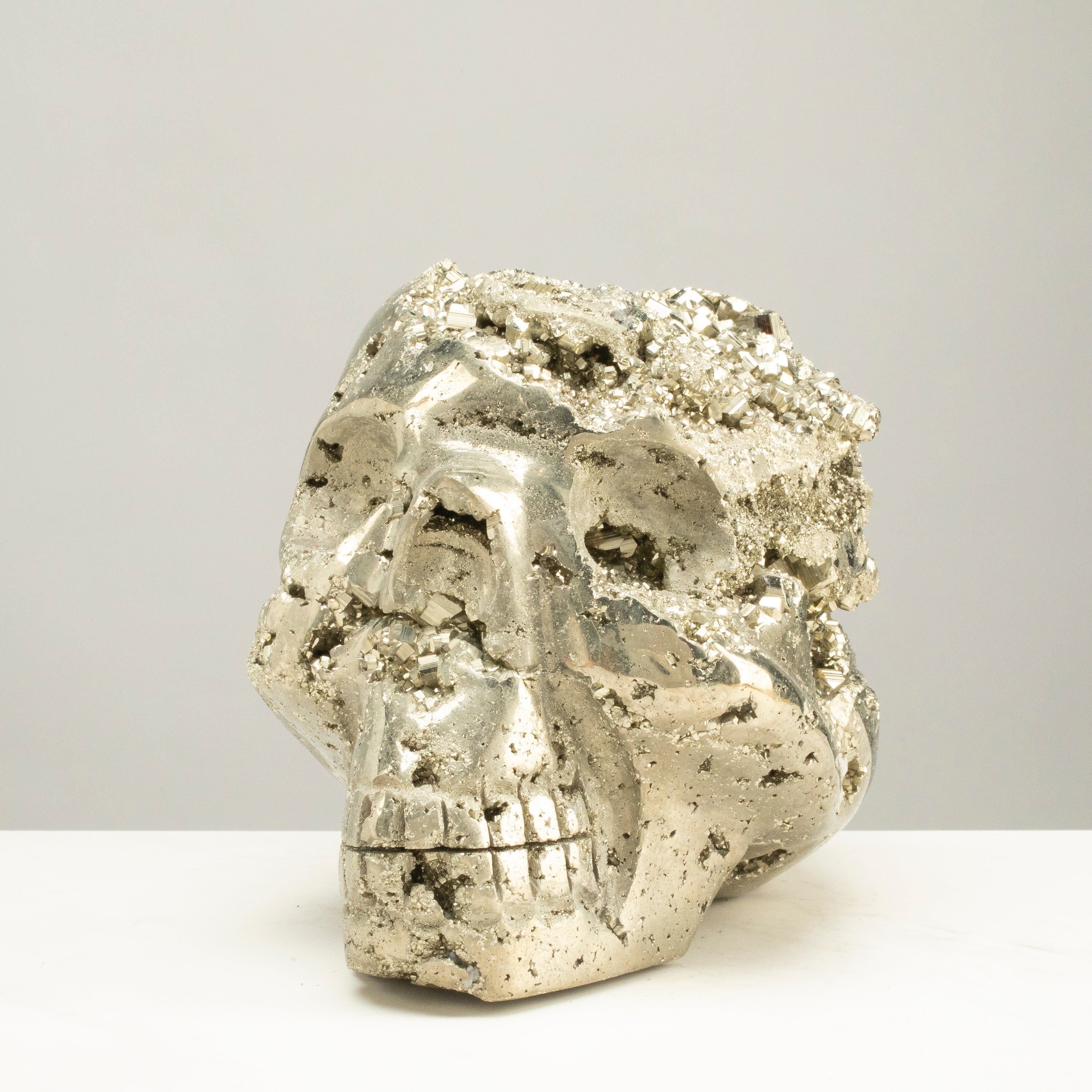 Kalifano Pyrite Peruvian Pyrite Skull Carving 7" / 13lbs PCSK6800.001