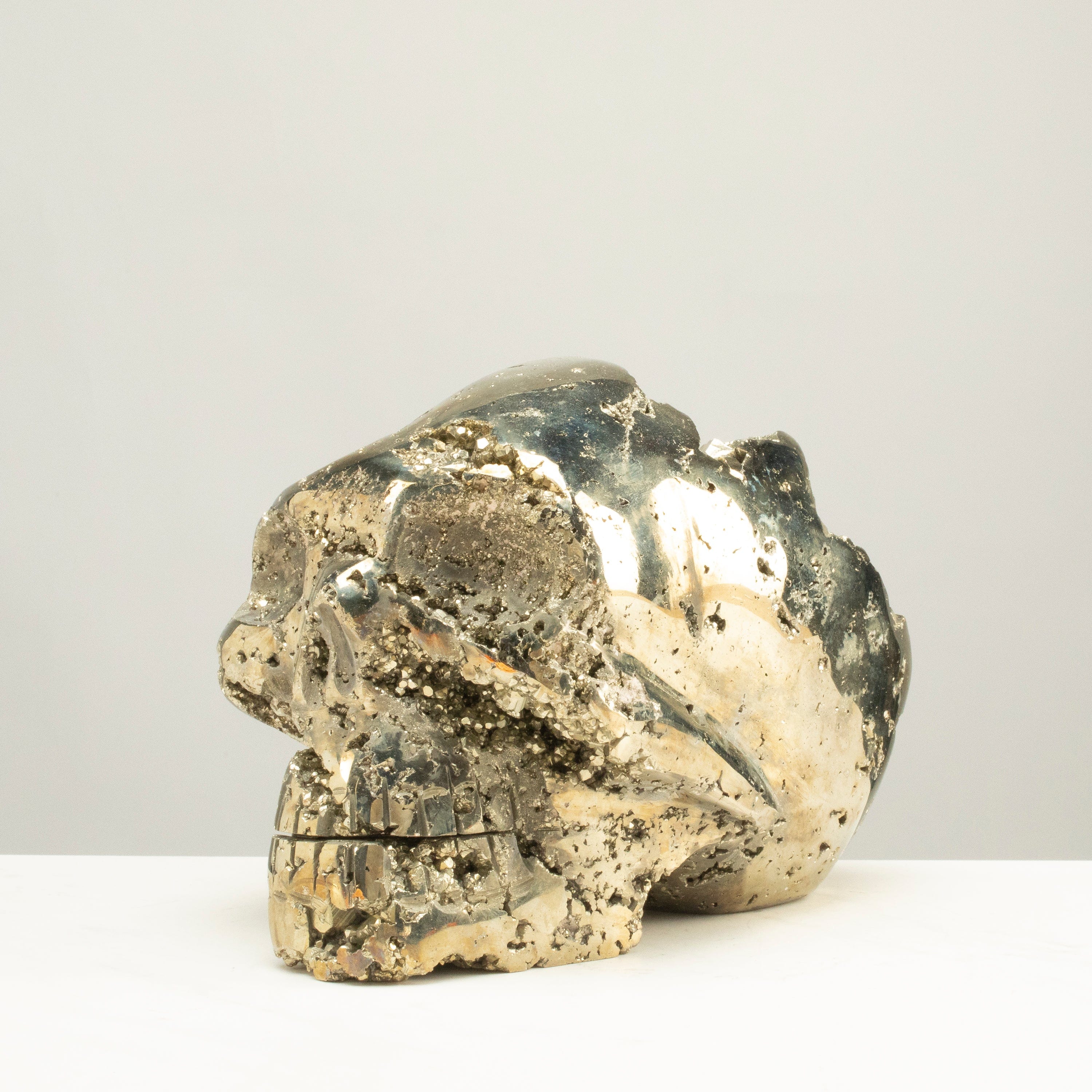 Kalifano Pyrite Peruvian Pyrite Skull Carving 8" / 12.7lbs PCSK7200.002