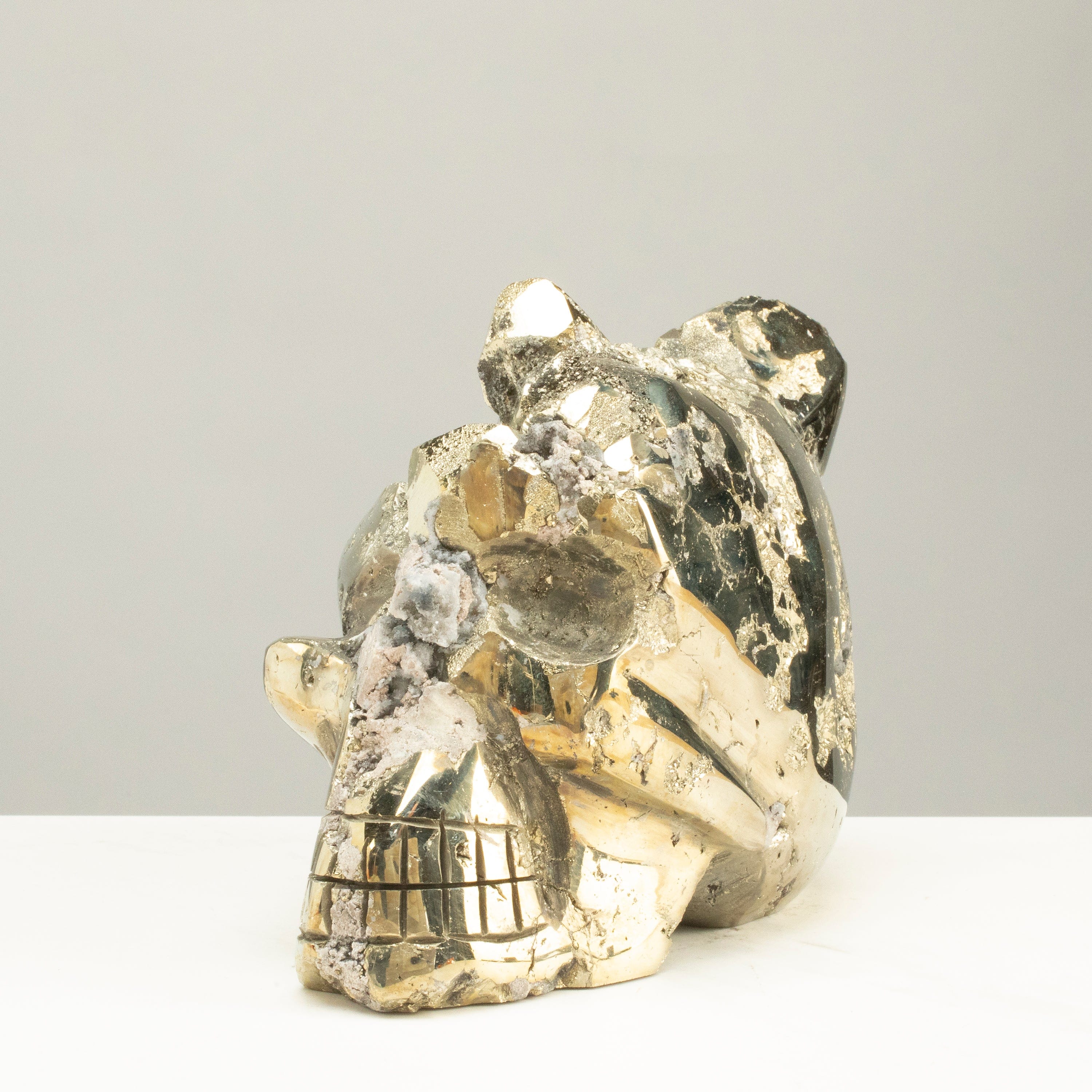 Kalifano Pyrite Peruvian Pyrite Skull Carving 8" / 8lbs PCSK4200.001