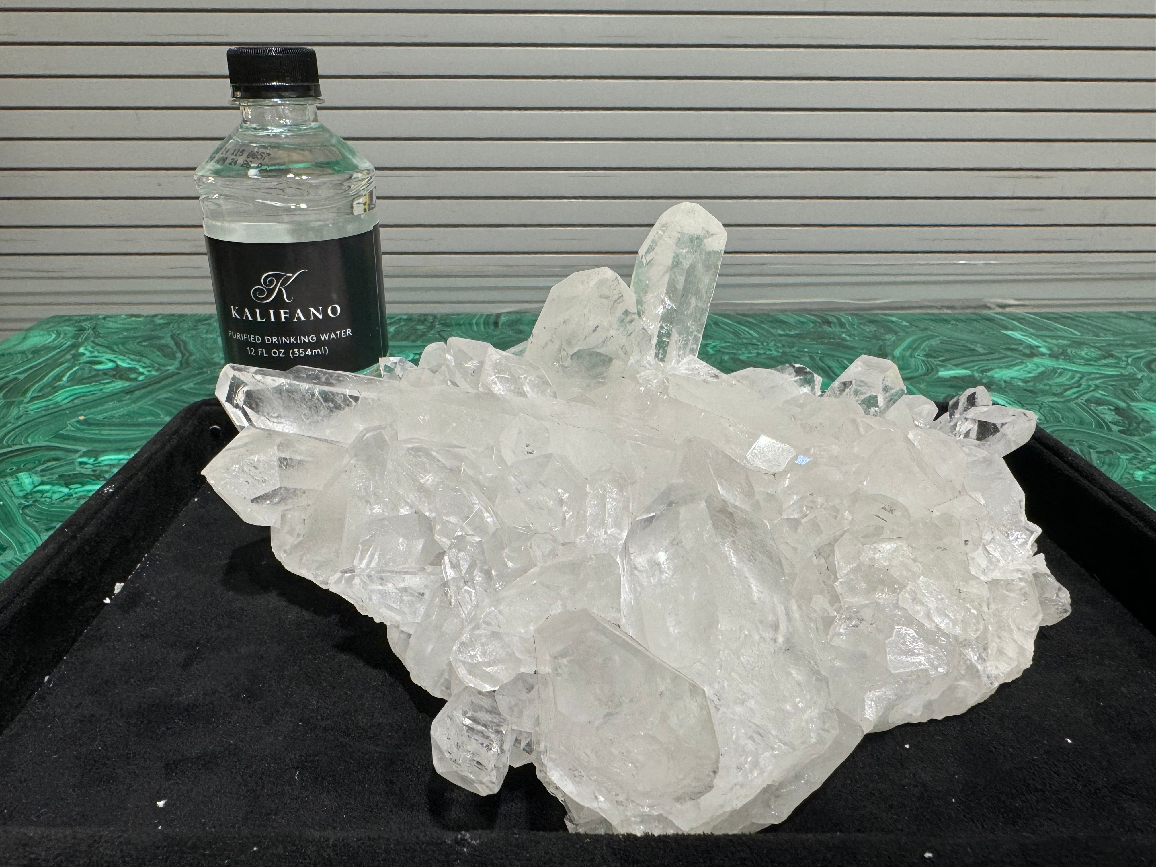 Kalifano Quartz Natural Clear Quartz Cluster 9.5" (AA800.003 -- 241mm W x 90mm H (178mm L) QC4200.002