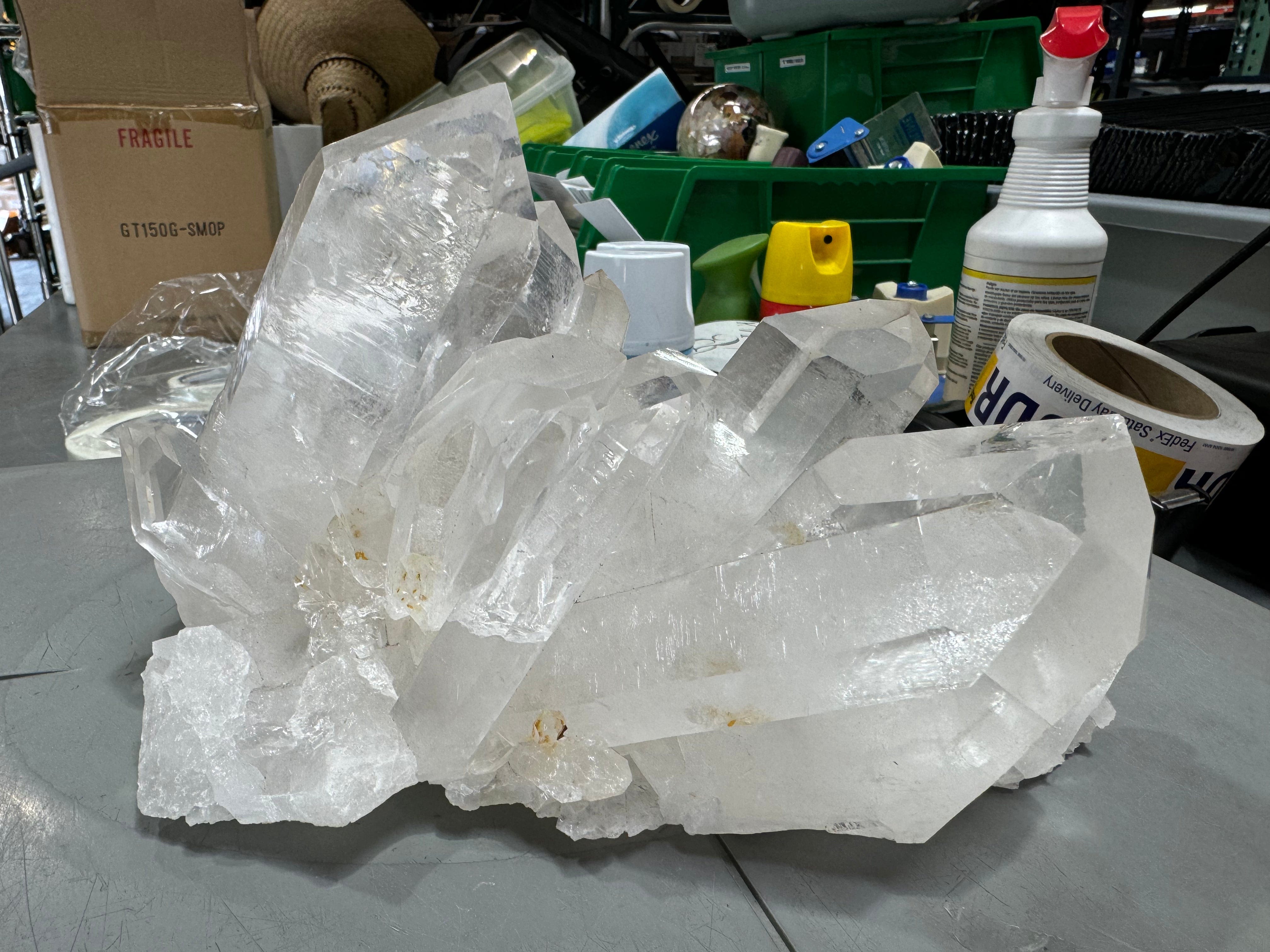 Kalifano Quartz Natural Clear Quartz Cluster 9" QC3800.003