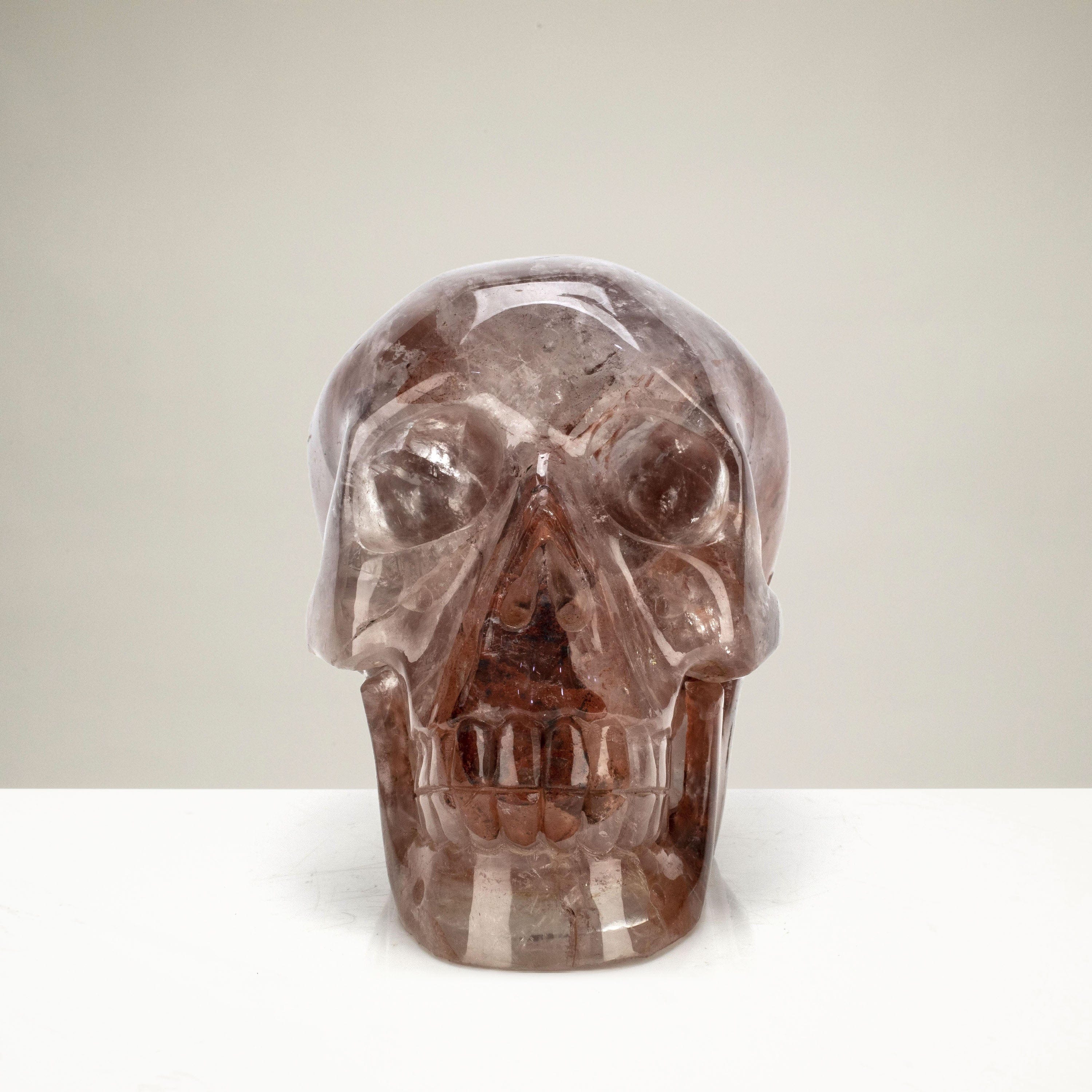 Kalifano Quartz Natural Hand Carved Brazilian Hematoid Quartz Skull - 4.75 in. / 1,160 grams SK5000.002