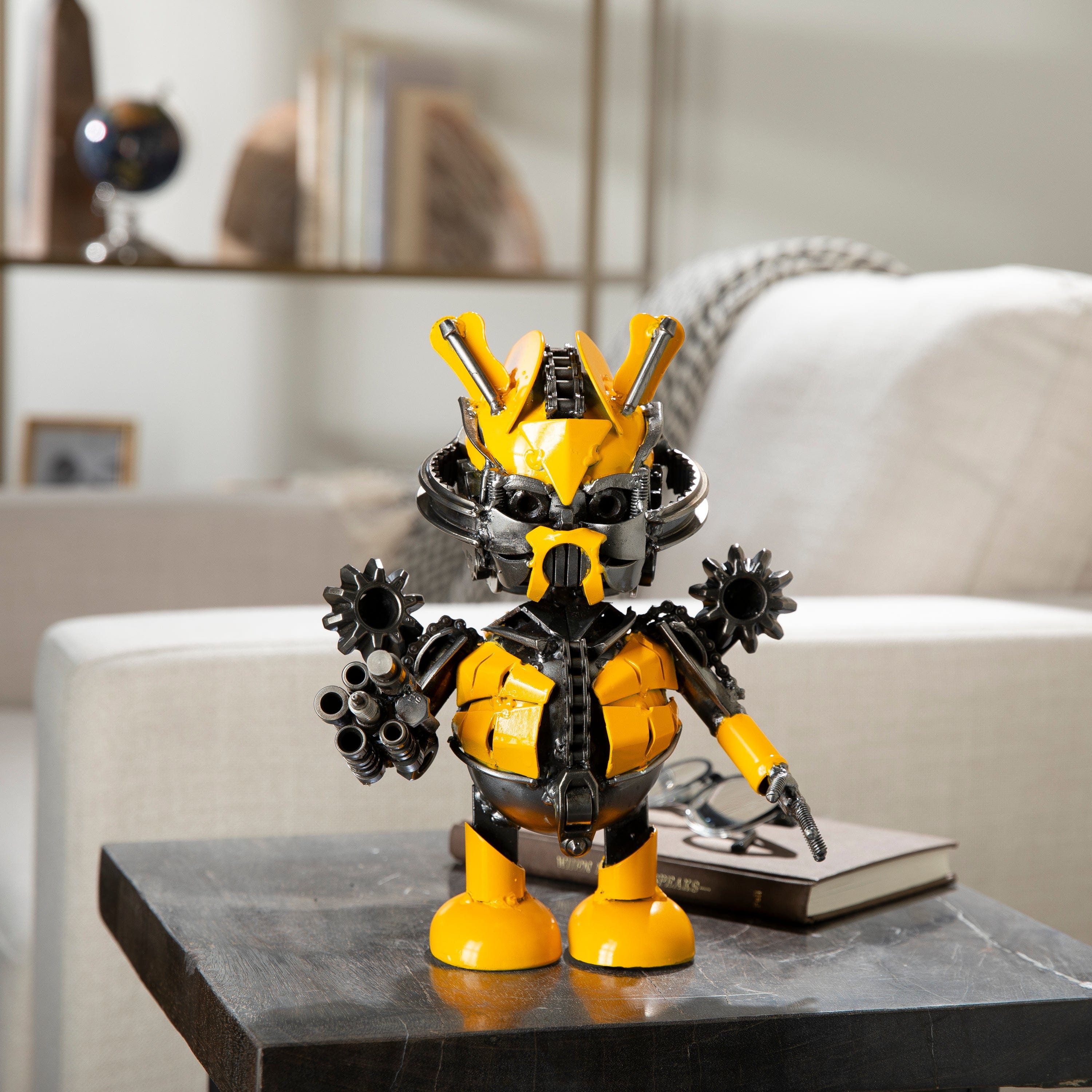 Kalifano Recycled Metal Art 10" BumbleBee Inspired Recycled Metal Sculpture RMS-BB25-S