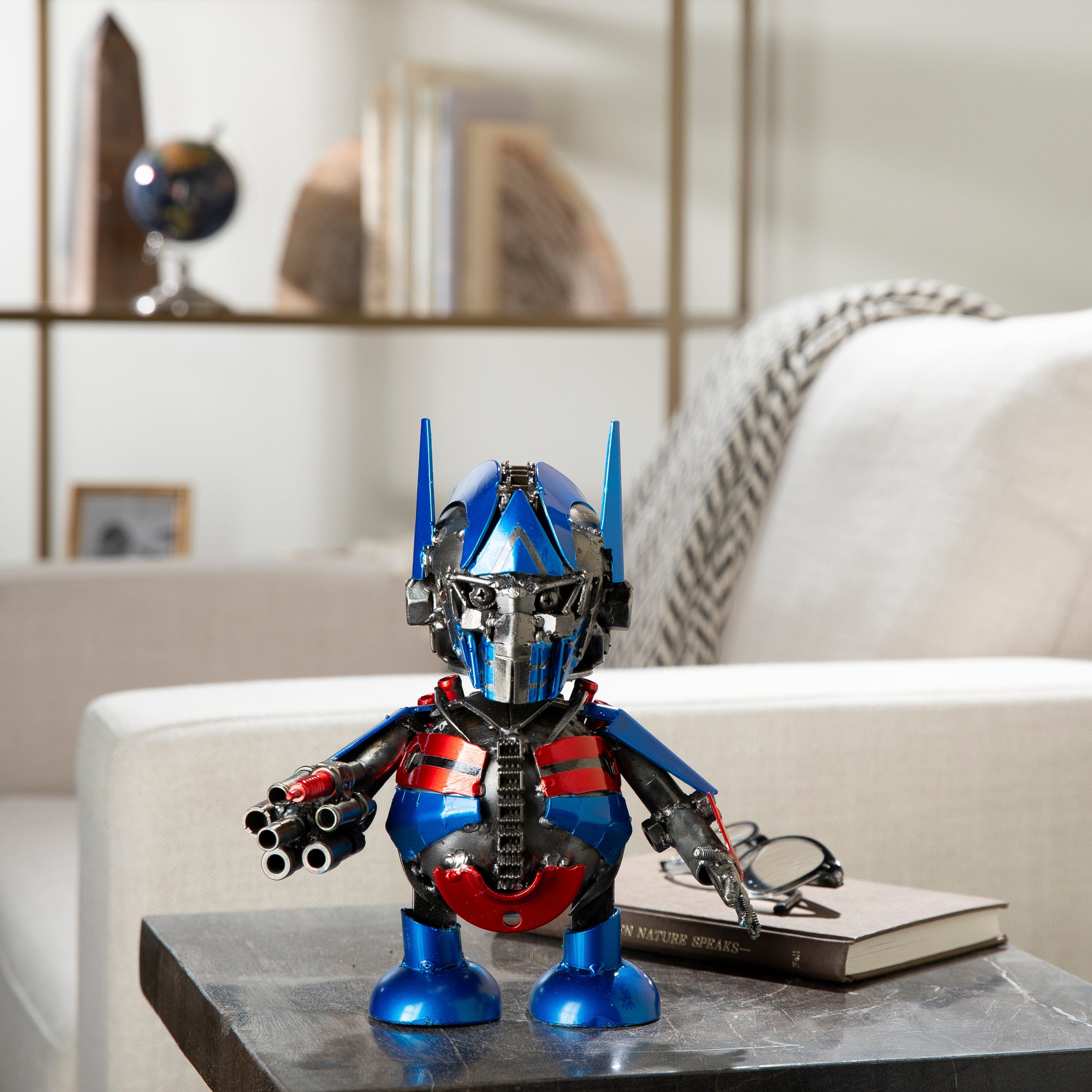 Kalifano Recycled Metal Art 10" Optimus Prime Inspired Recycled Metal Sculpture RMS-OP25-S