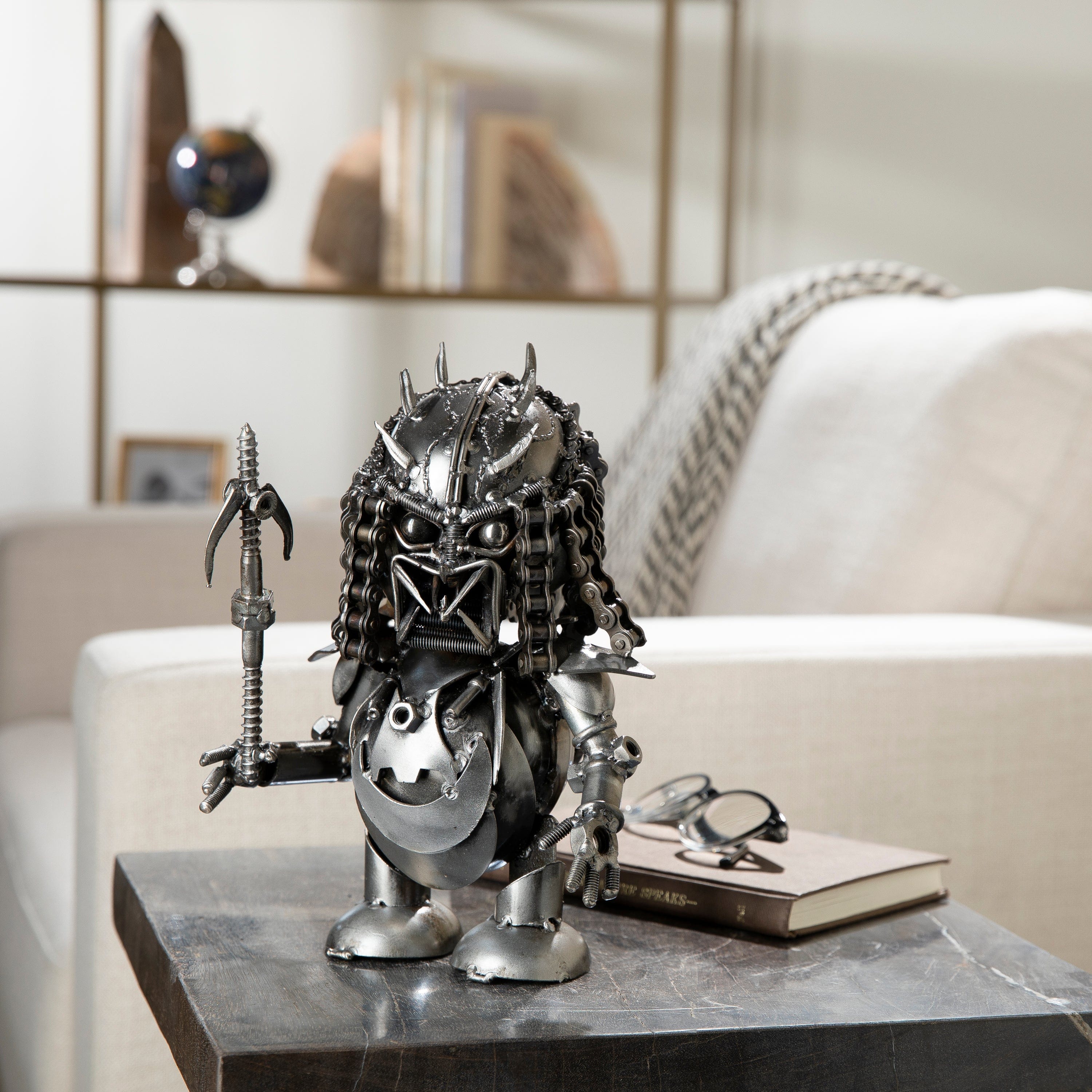 Kalifano Recycled Metal Art 10" Predator Inspired Recycled Metal Sculpture RMS-PRED25-S