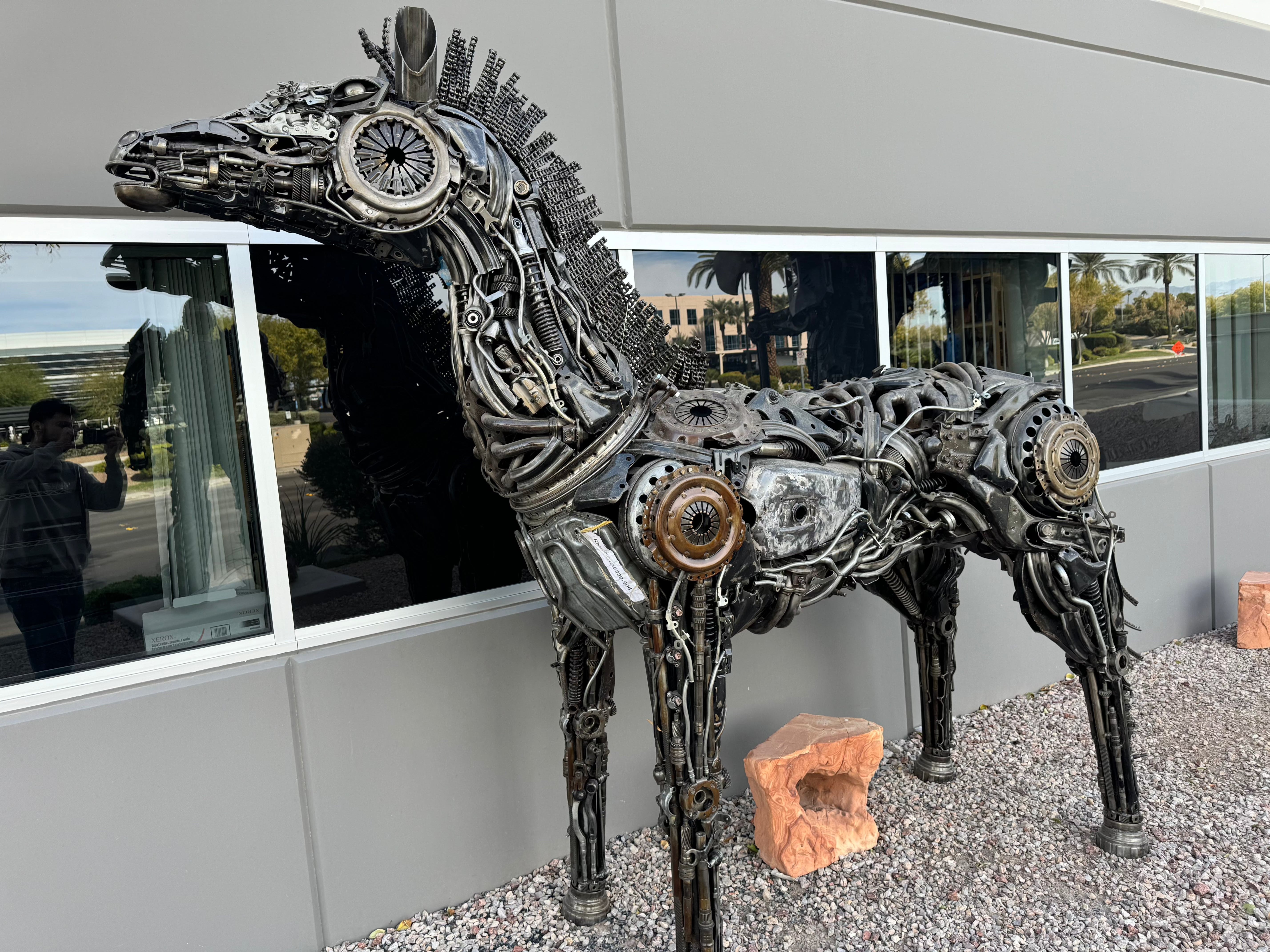 Kalifano Recycled Metal Art 130" Large Horse Recycled Metal Sculpture RMS-HORSE330-S04