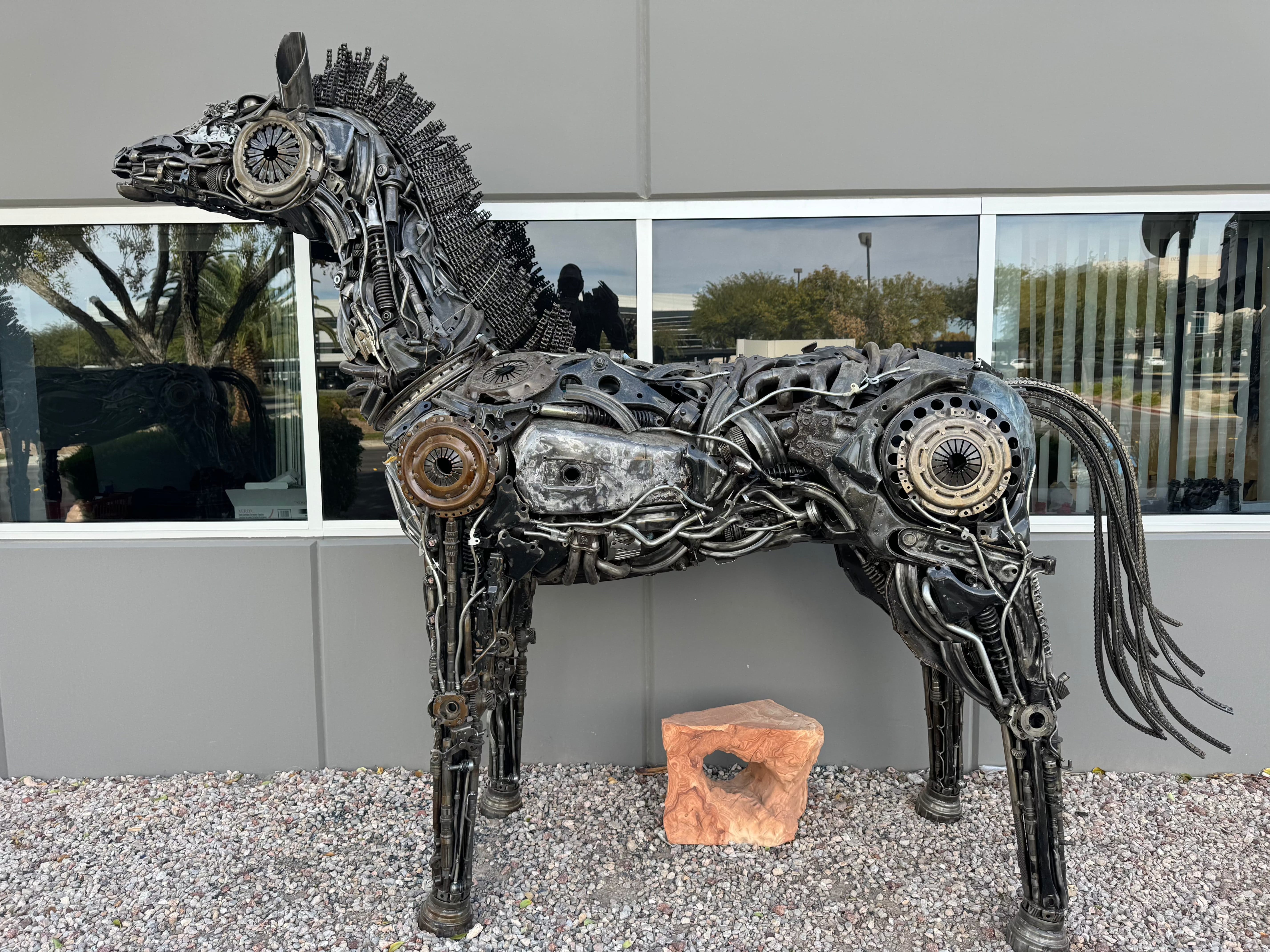 Kalifano Recycled Metal Art 130" Large Horse Recycled Metal Sculpture RMS-HORSE330-S04