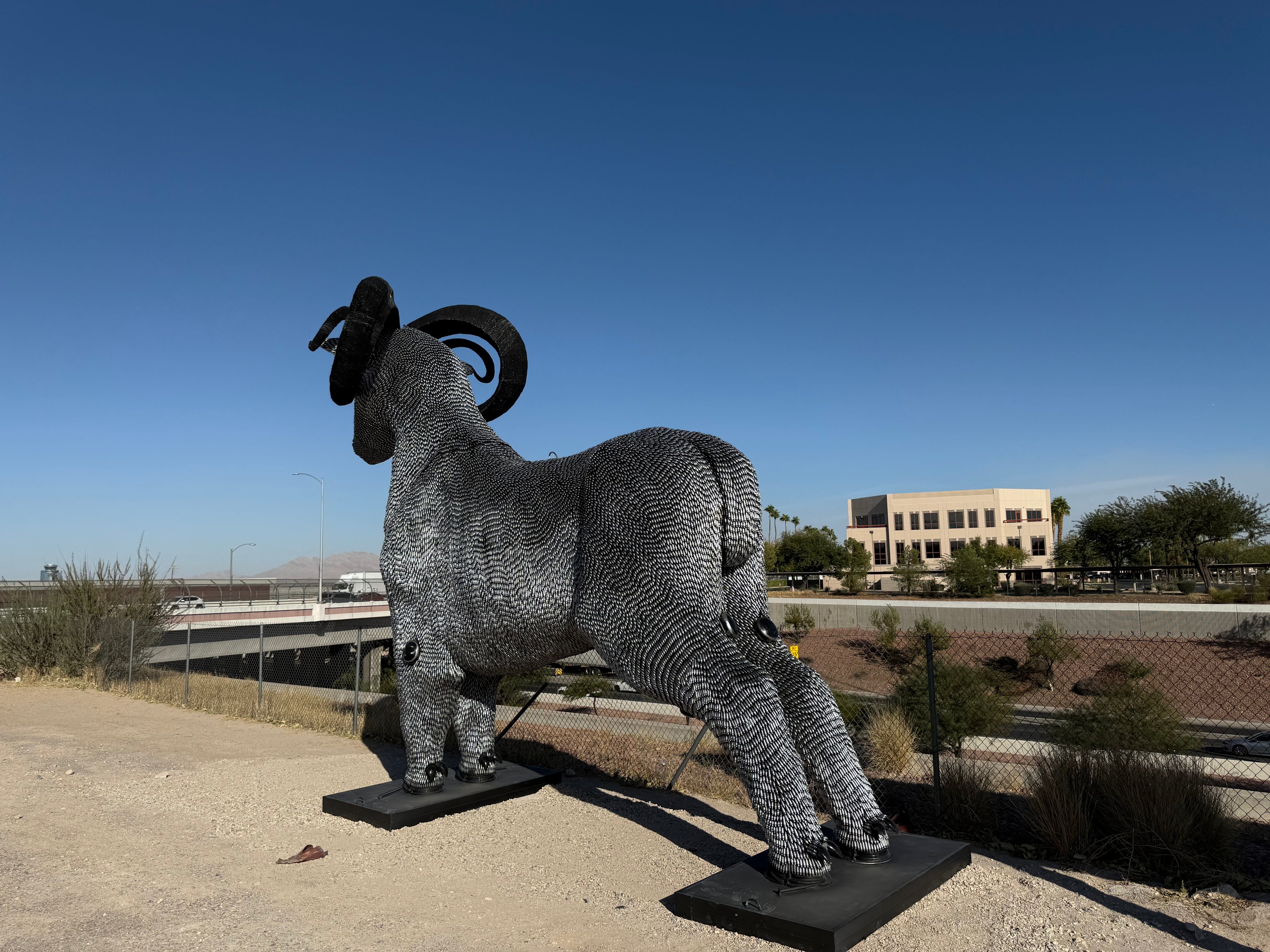 Kalifano Recycled Metal Art 15ft CO2 Canisters and Spark Plugs (80,000+) Big Horn Sheep Recycled Metal Sculpture RMS-ALP500-P