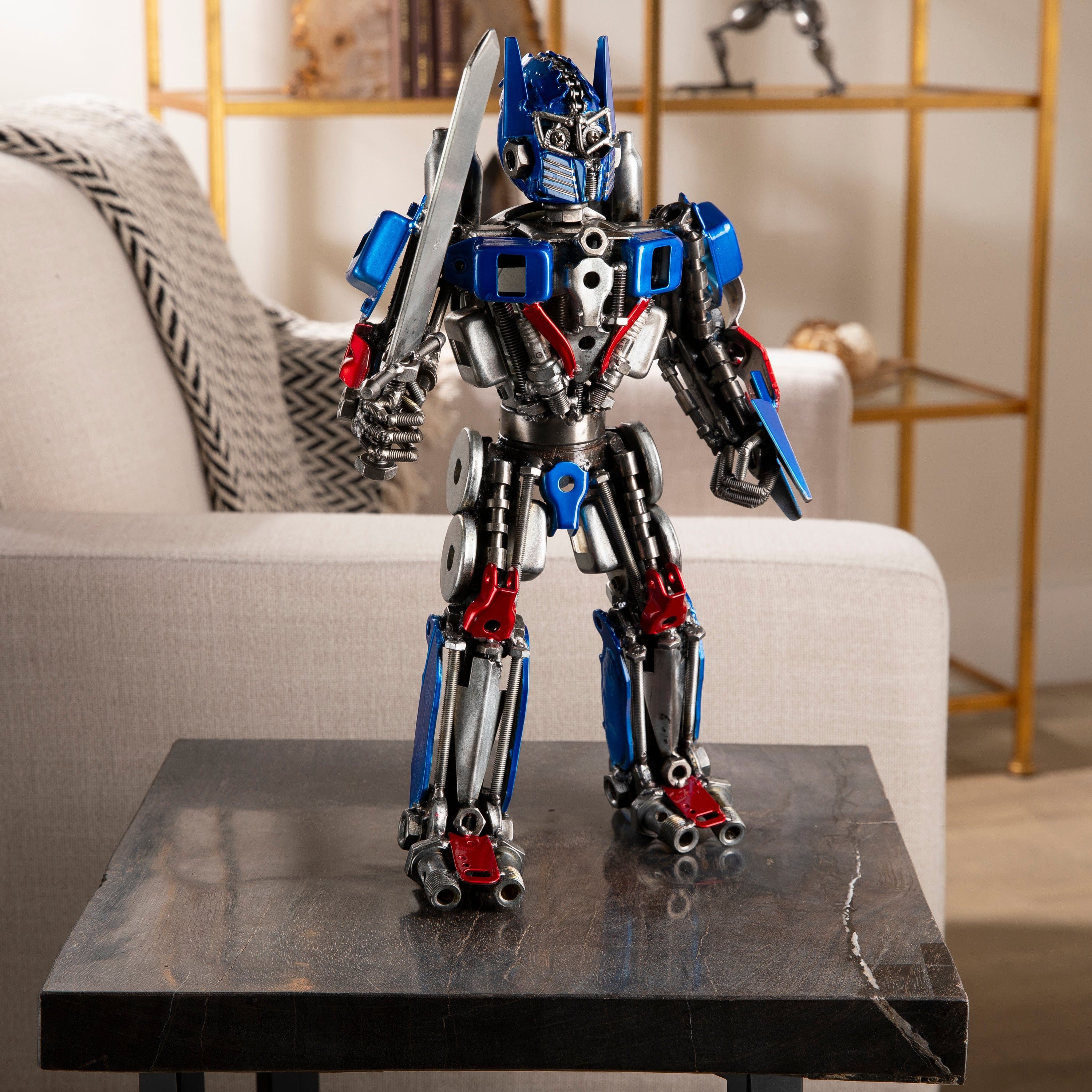 Kalifano Recycled Metal Art 16" Optimus Prime Inspired Recycled Metal Art Sculpture RMS-OP41-S