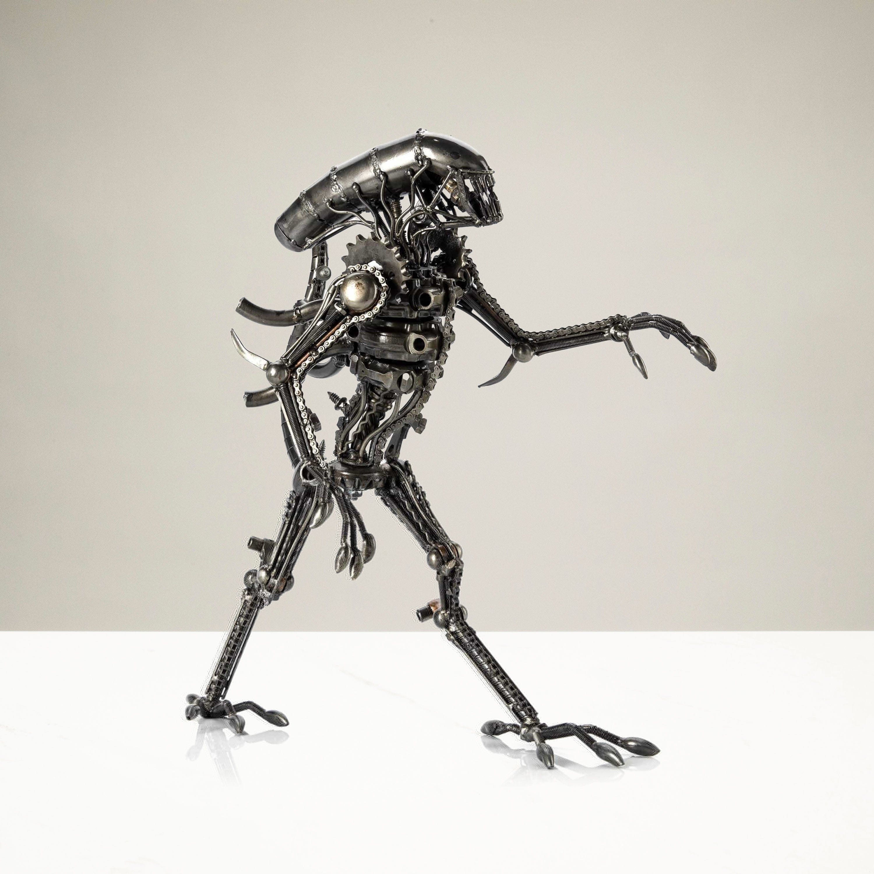 Kalifano Recycled Metal Art 17" Alien Inspired Recycled Metal Sculpture RMS-AS45x40-S