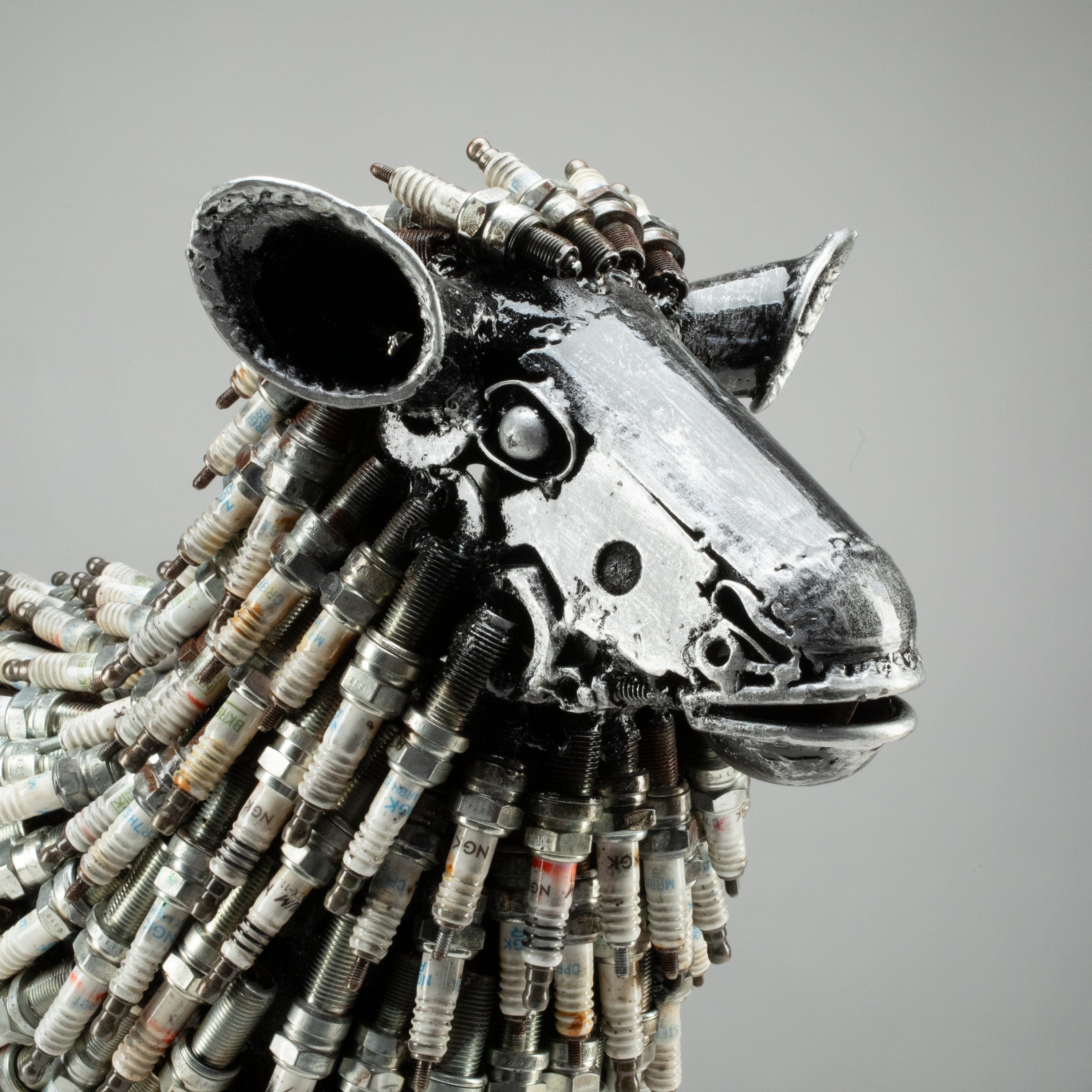 Kalifano Recycled Metal Art 17" Spark Plug Small Sheep (500+) Recycled Metal Sculpture RMS-SS-P