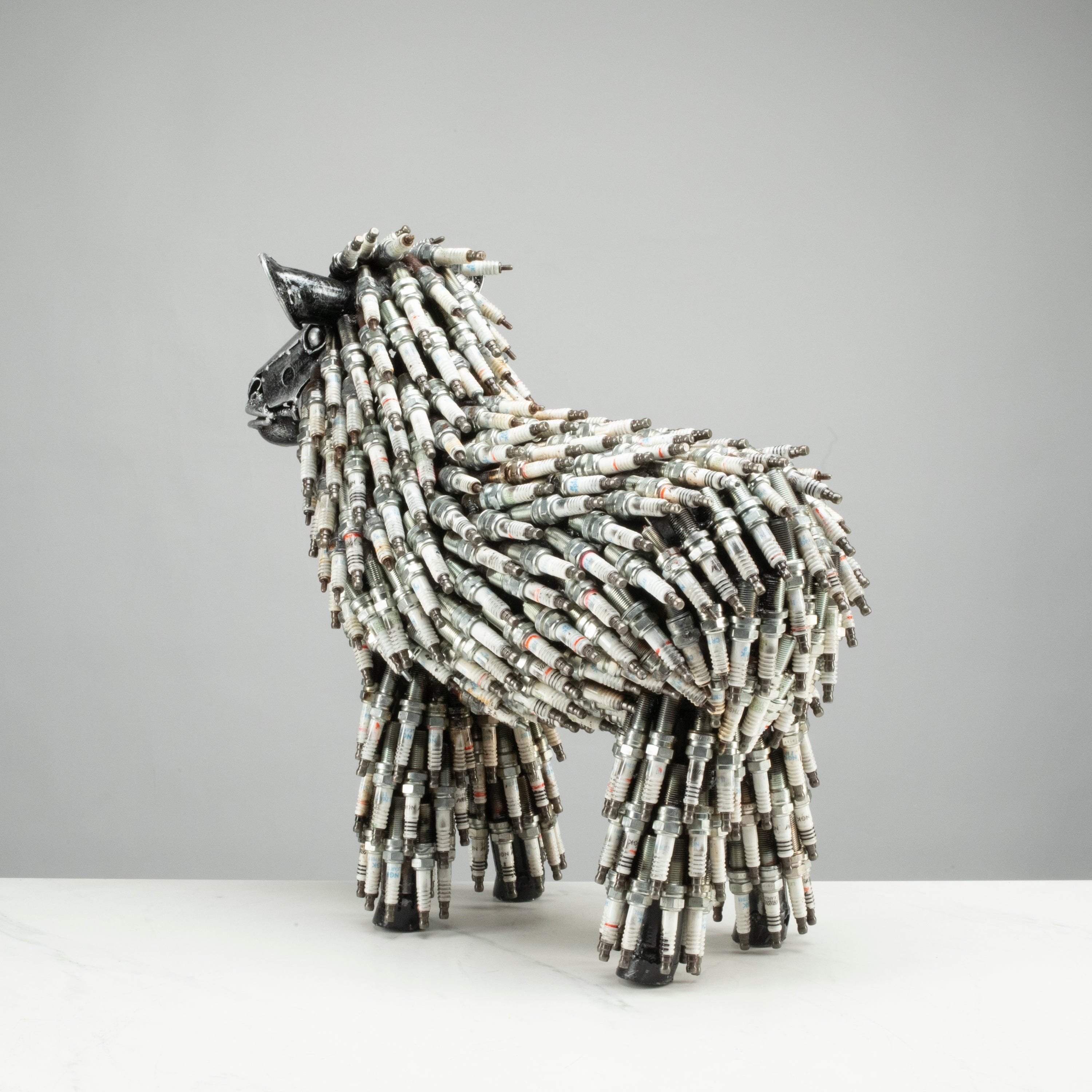 Kalifano Recycled Metal Art 17" Spark Plug Small Sheep (500+) Recycled Metal Sculpture RMS-SS-P