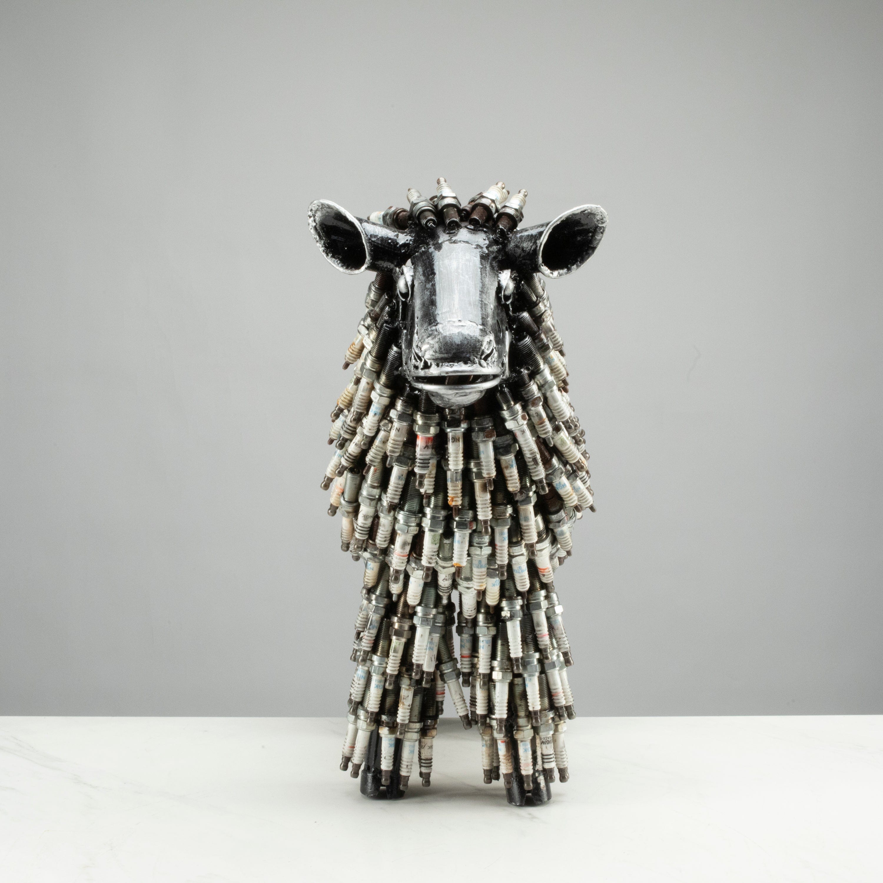 Kalifano Recycled Metal Art 17" Spark Plug Small Sheep (500+) Recycled Metal Sculpture RMS-SS-P