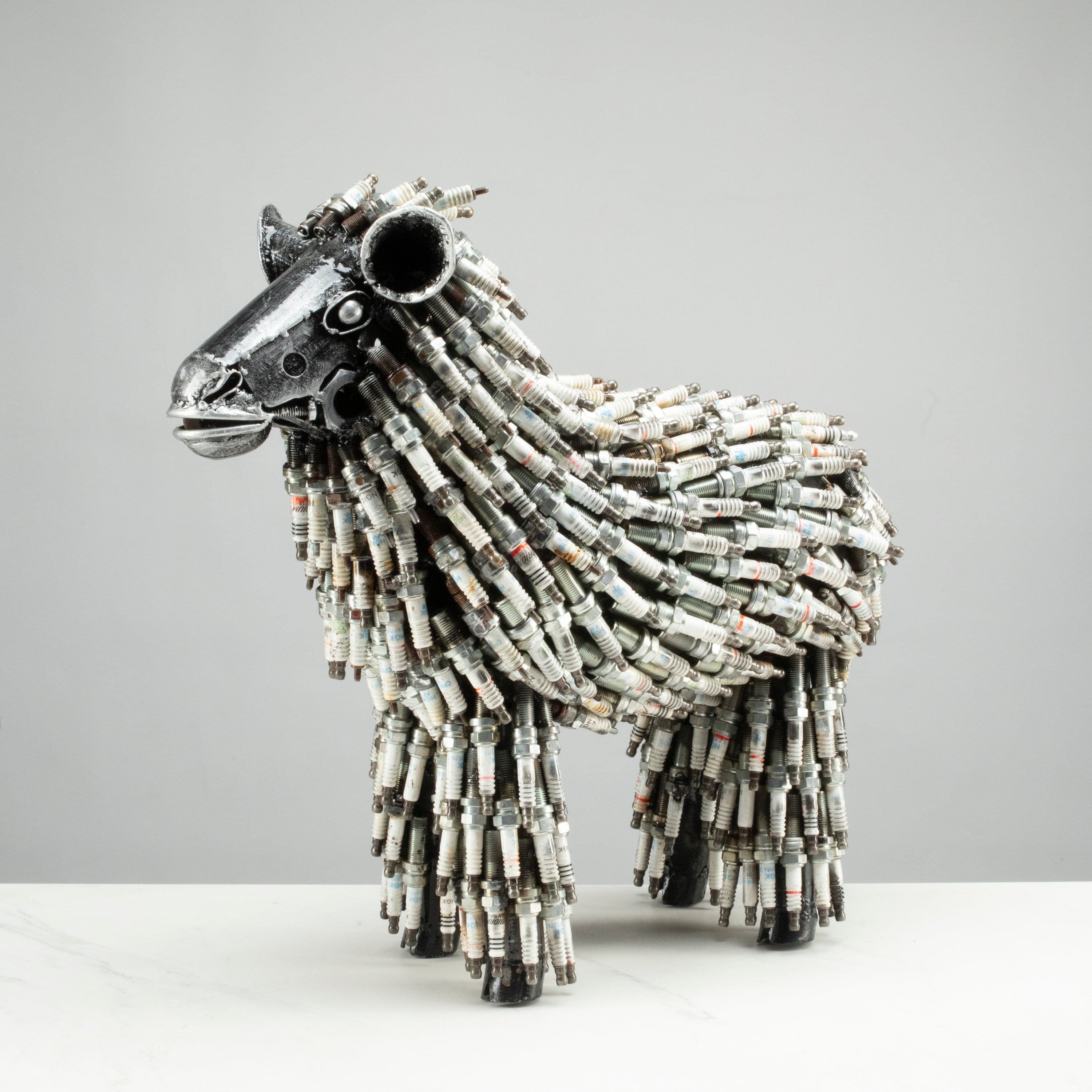 Kalifano Recycled Metal Art 17" Spark Plug Small Sheep (500+) Recycled Metal Sculpture RMS-SS-P