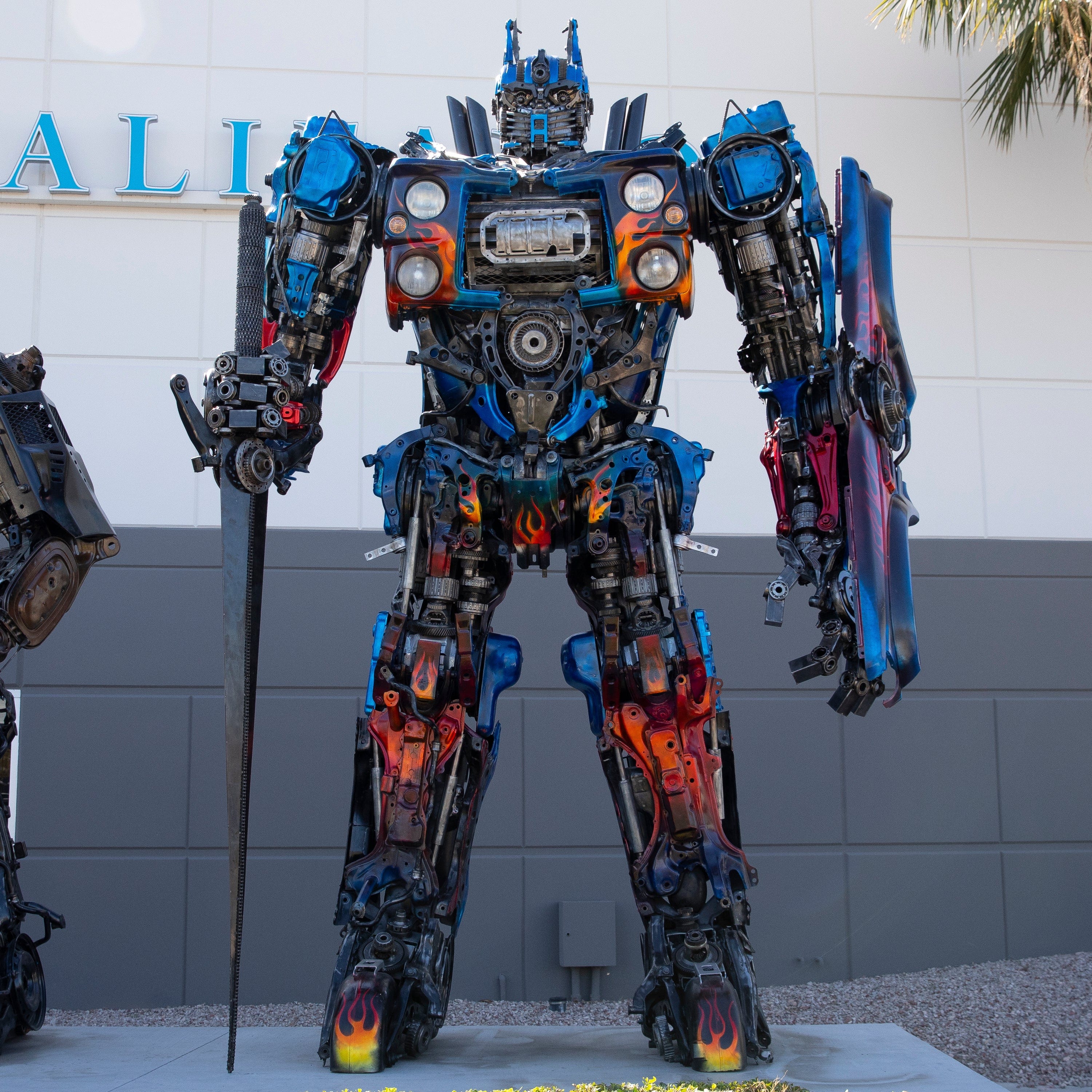 Kalifano Recycled Metal Art 178" Optimus Prime Inspired Recycled Metal Art Sculpture RMS-OP450-S01