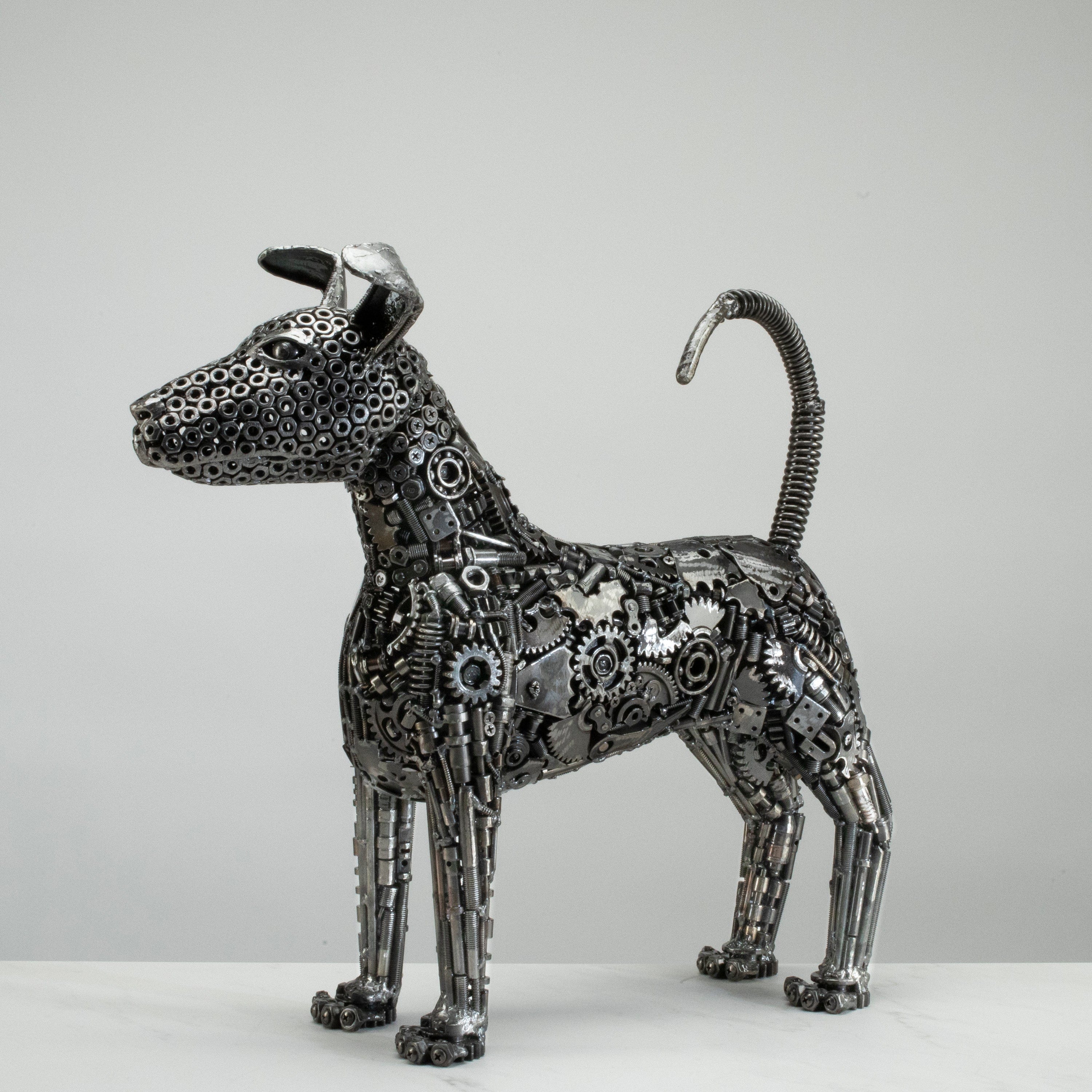 KALIFANO Recycled Metal Art 20" Bull Terrier Dog Recycled Metal Art Sculpture RMS-BT50x48-PK