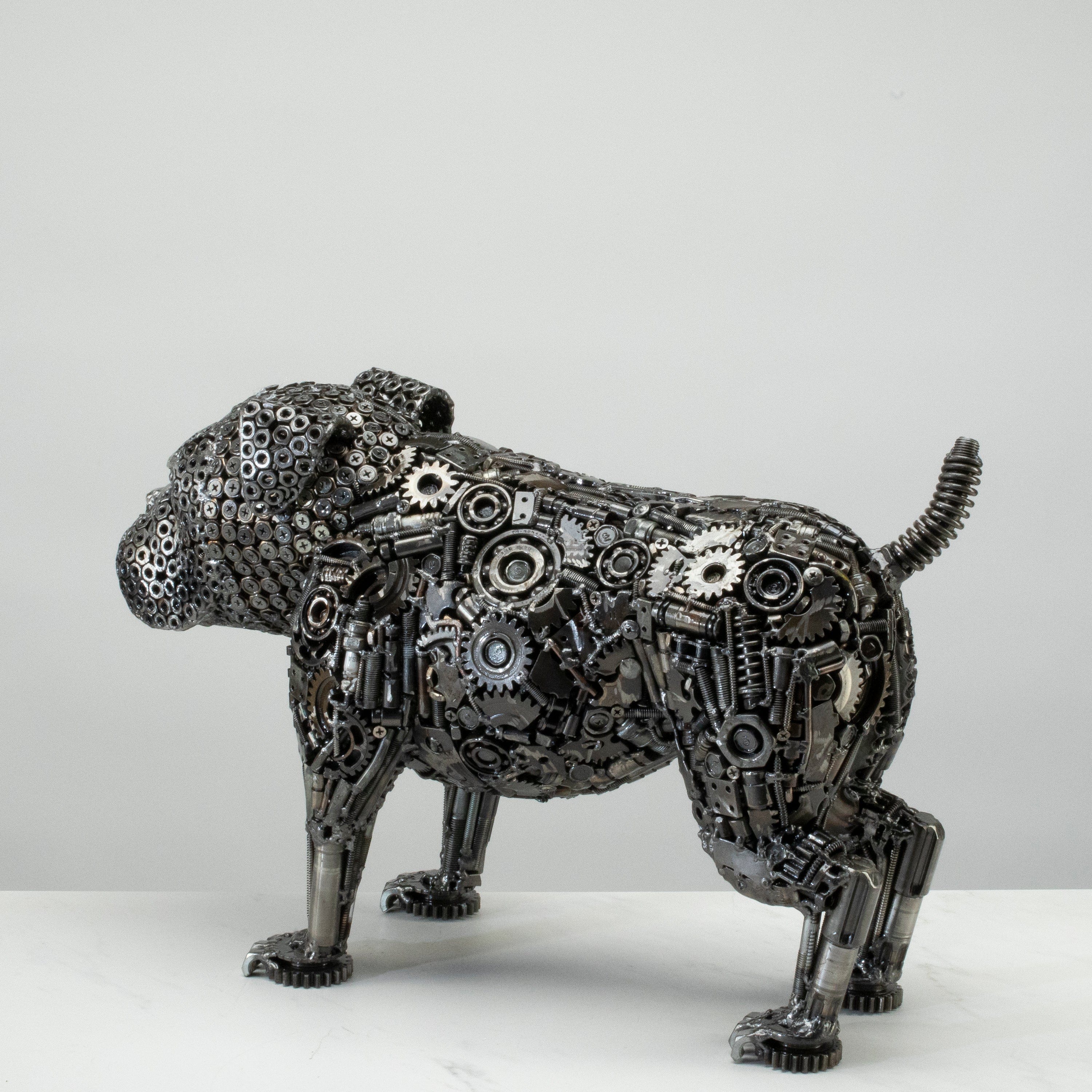 KALIFANO Recycled Metal Art 21" Bull Dog Recycled Metal Art Sculpture RMS-BDOG54x35-PK