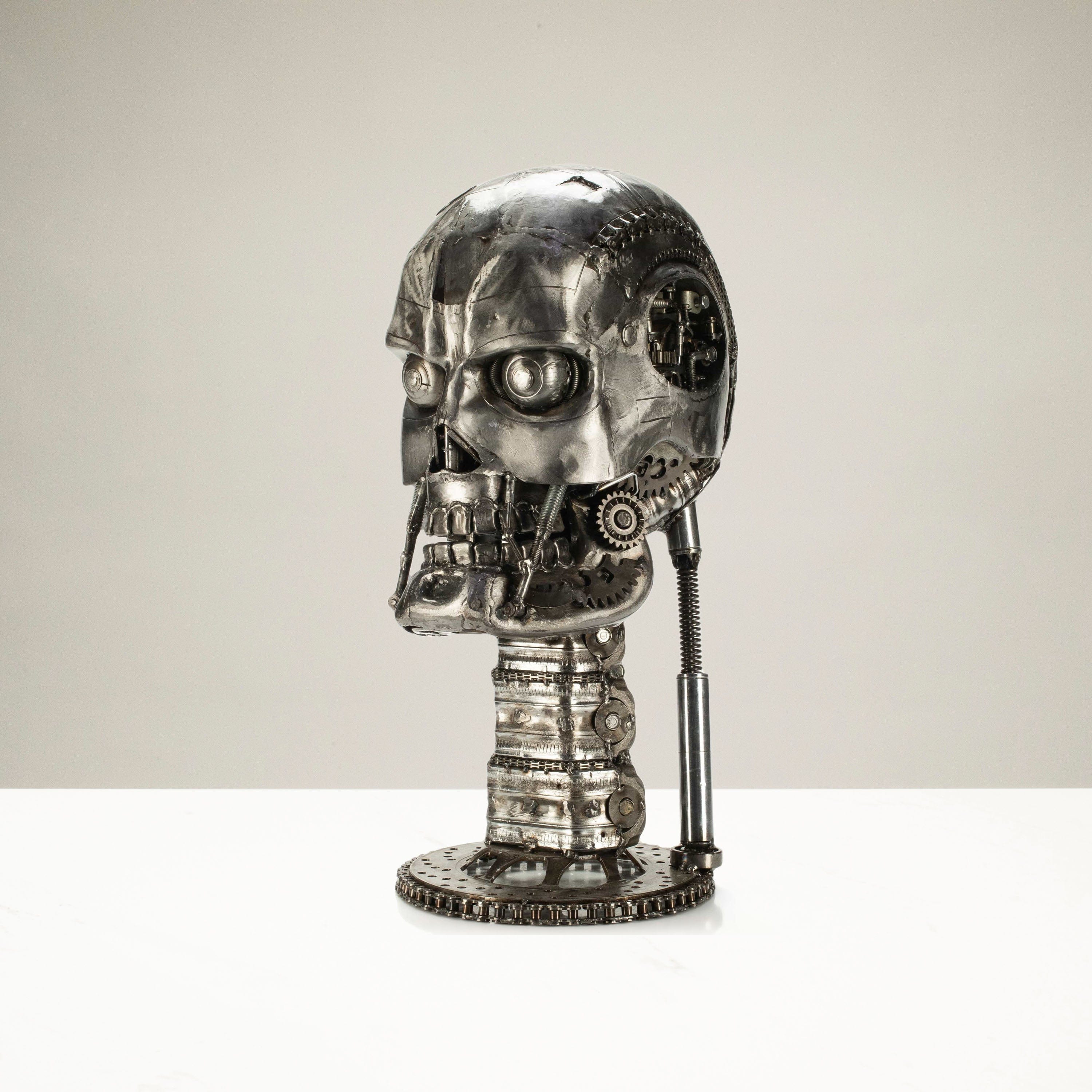 KALIFANO Recycled Metal Art 21" Skull Head Recycled Metal Art Sculpture RMS-SK22x53-PK