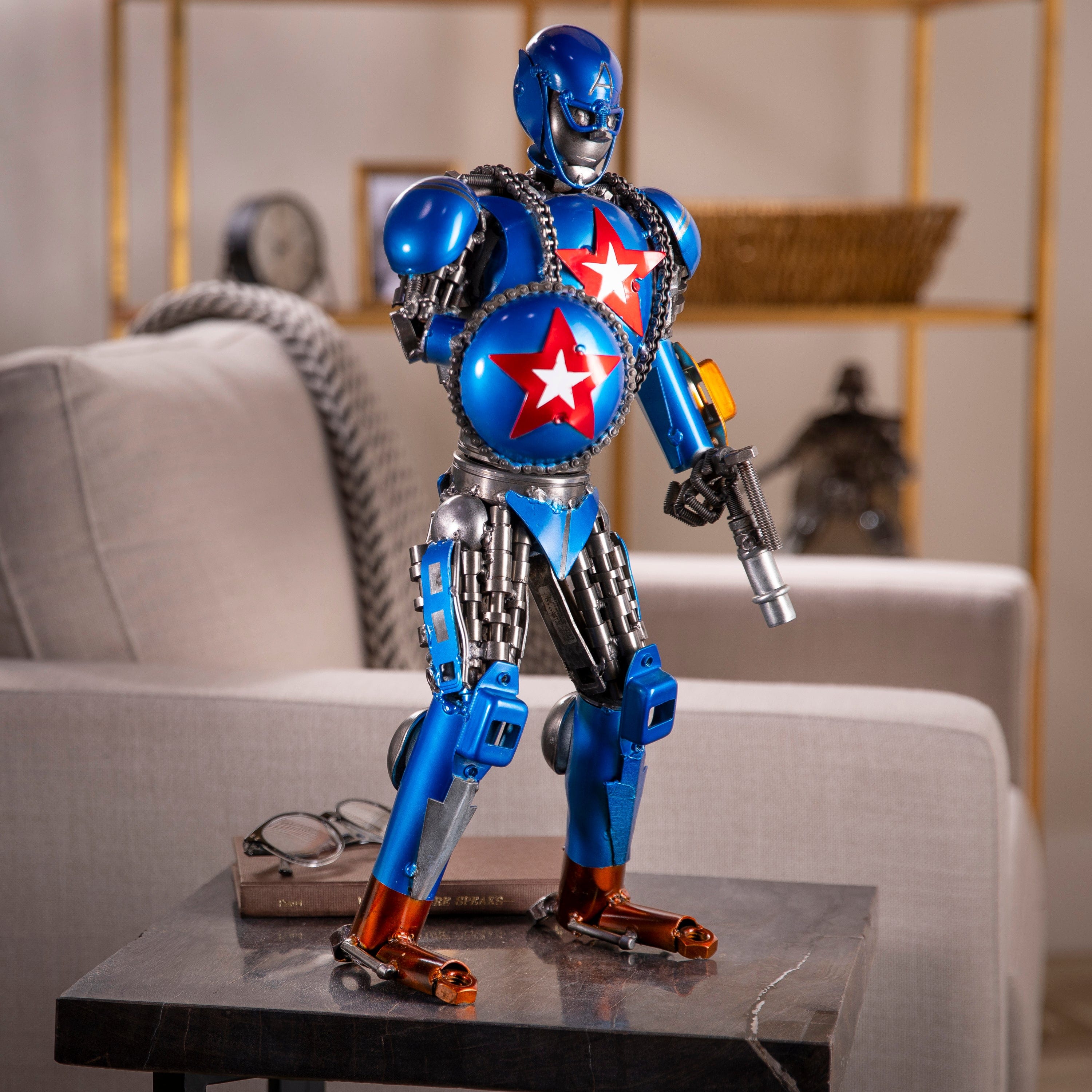 Kalifano Recycled Metal Art 22” Captain America Inspired Recycled Metal Sculpture RMS-CAP55-S