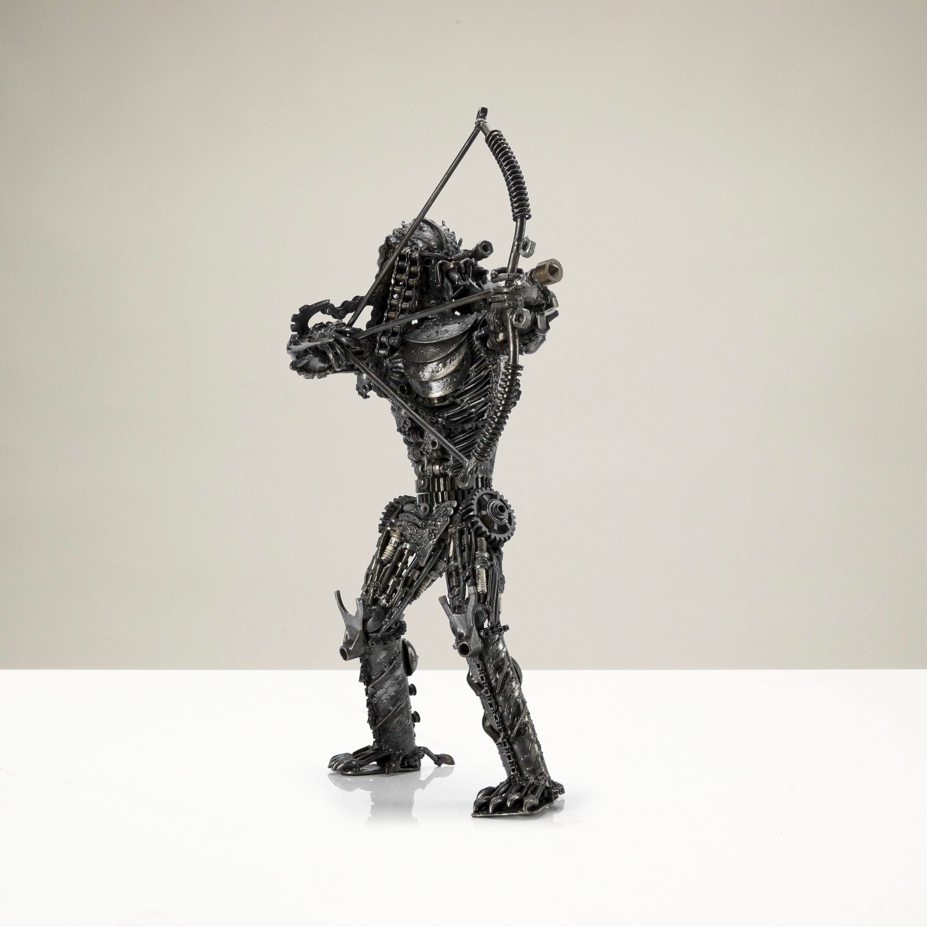 Kalifano Recycled Metal Art 23" Predator with Bow & Arrow Inspired Recycled Metal Sculpture RMS-P58x41-S