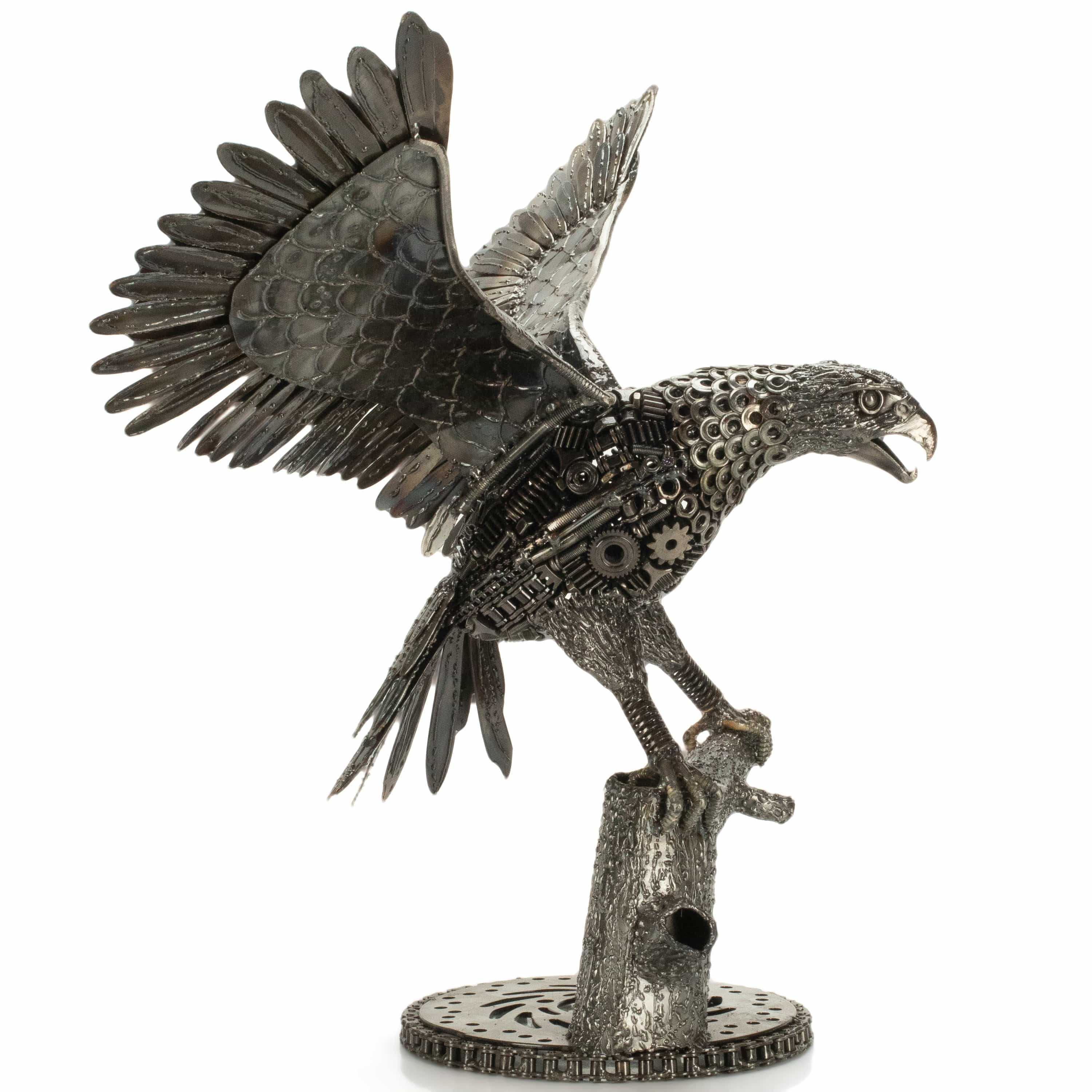 KALIFANO Recycled Metal Art 24" Majestic Eagle Inspired Recycled Metal Art Sculpture RMS-EAG43x60-PK