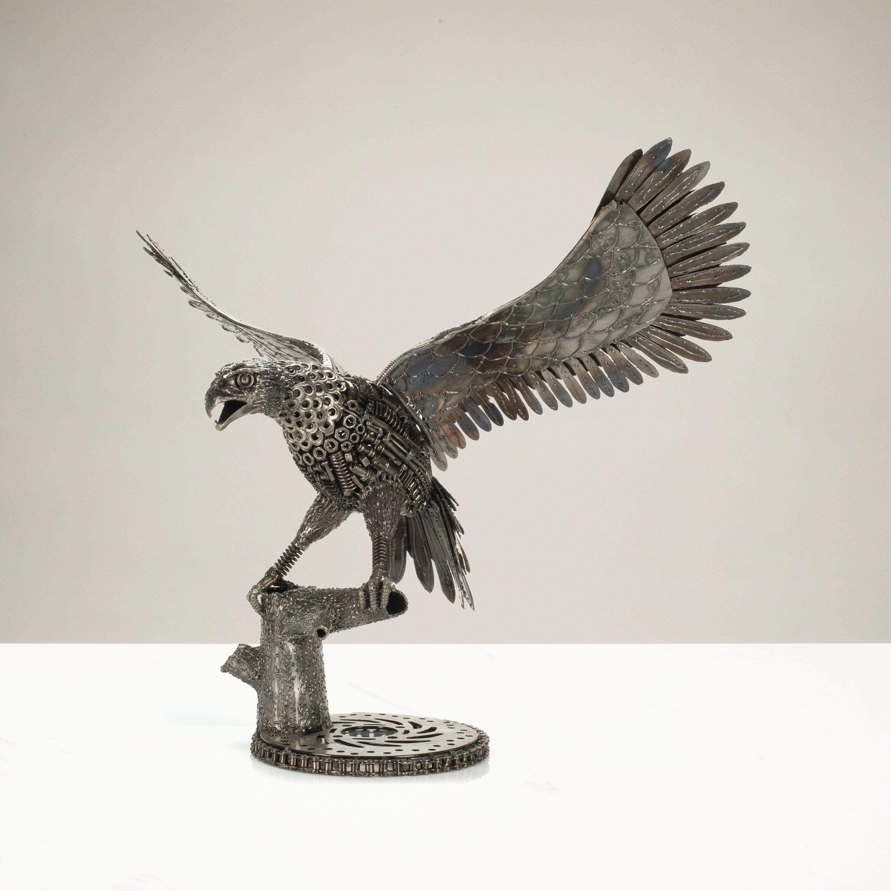 KALIFANO Recycled Metal Art 24" Majestic Eagle Inspired Recycled Metal Art Sculpture RMS-EAG43x60-PK