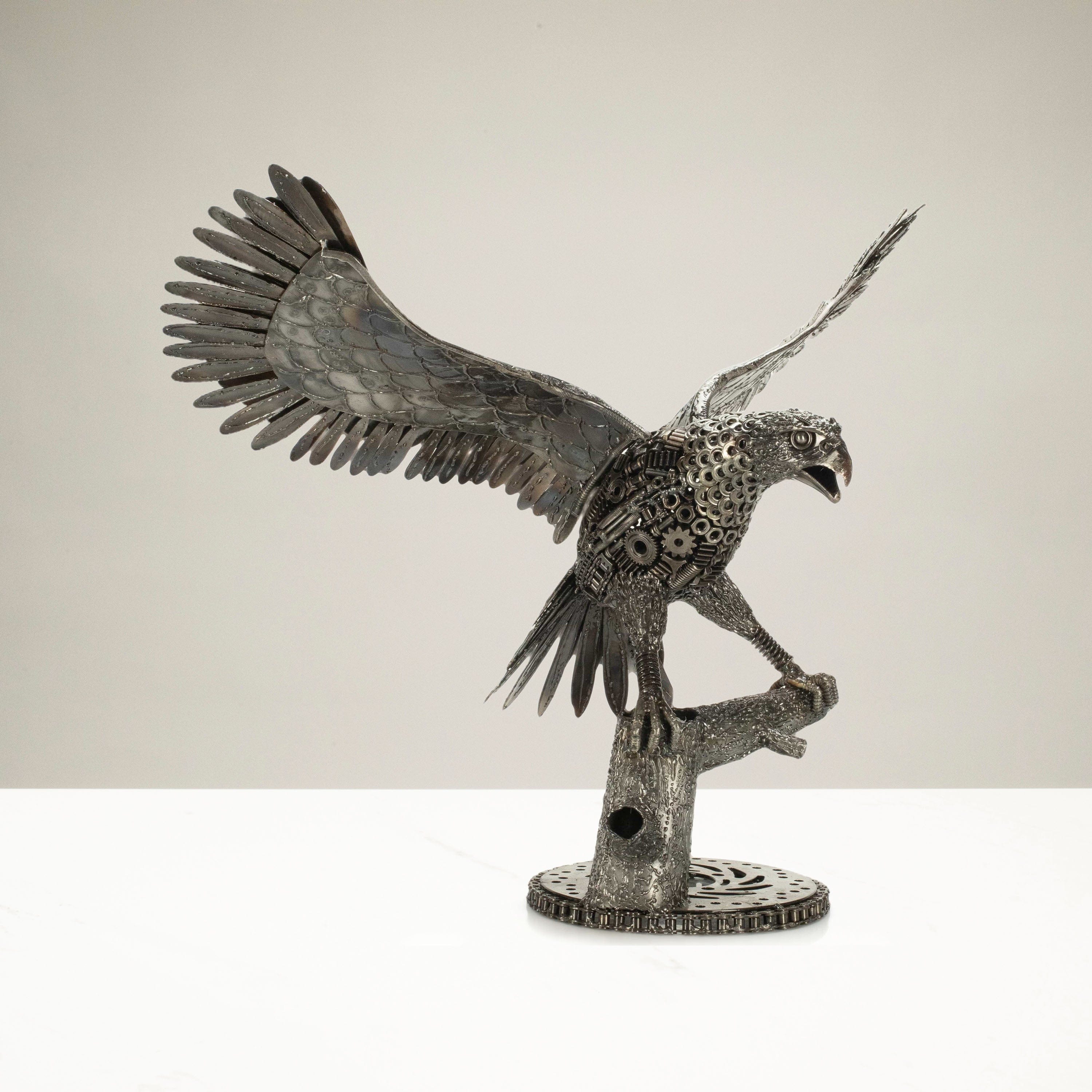 KALIFANO Recycled Metal Art 24" Majestic Eagle Inspired Recycled Metal Art Sculpture RMS-EAG43x60-PK