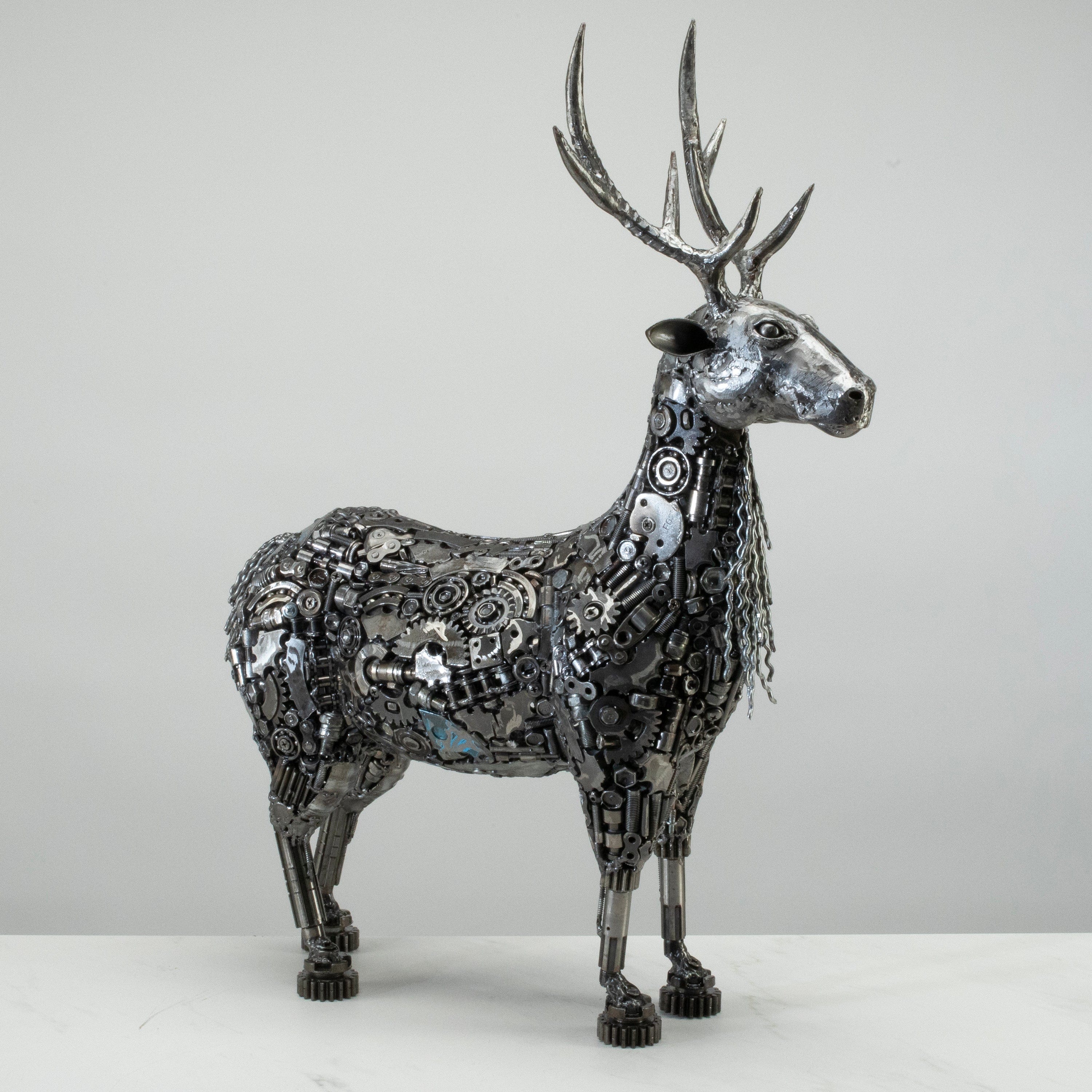 KALIFANO Recycled Metal Art 26" Reindeer Recycled Metal Art Sculpture RMS-RD52X67-PK