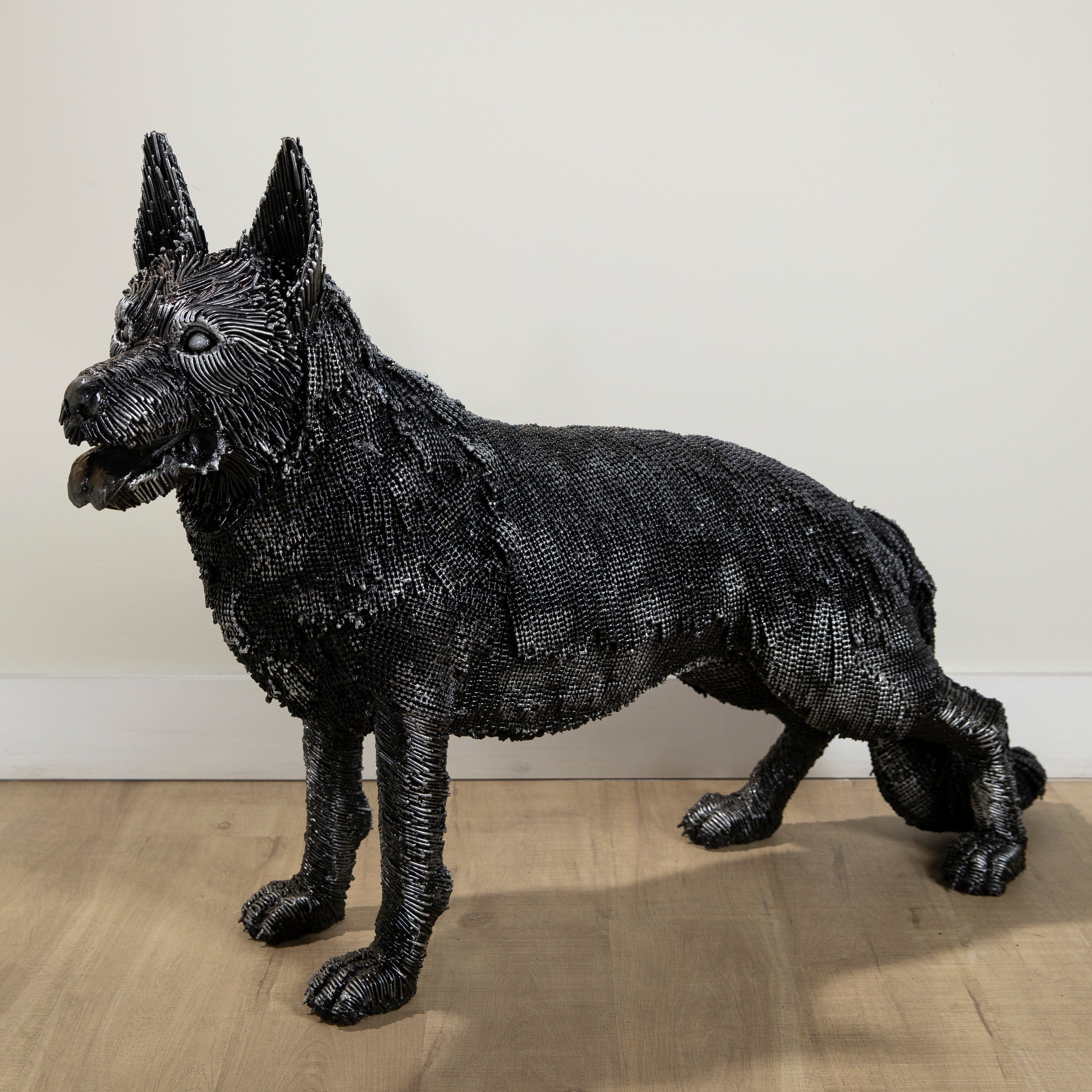 Kalifano Recycled Metal Art 28" German Shepherd Dog Recycled Metal Art Sculpture RMS-GSDOG70-P