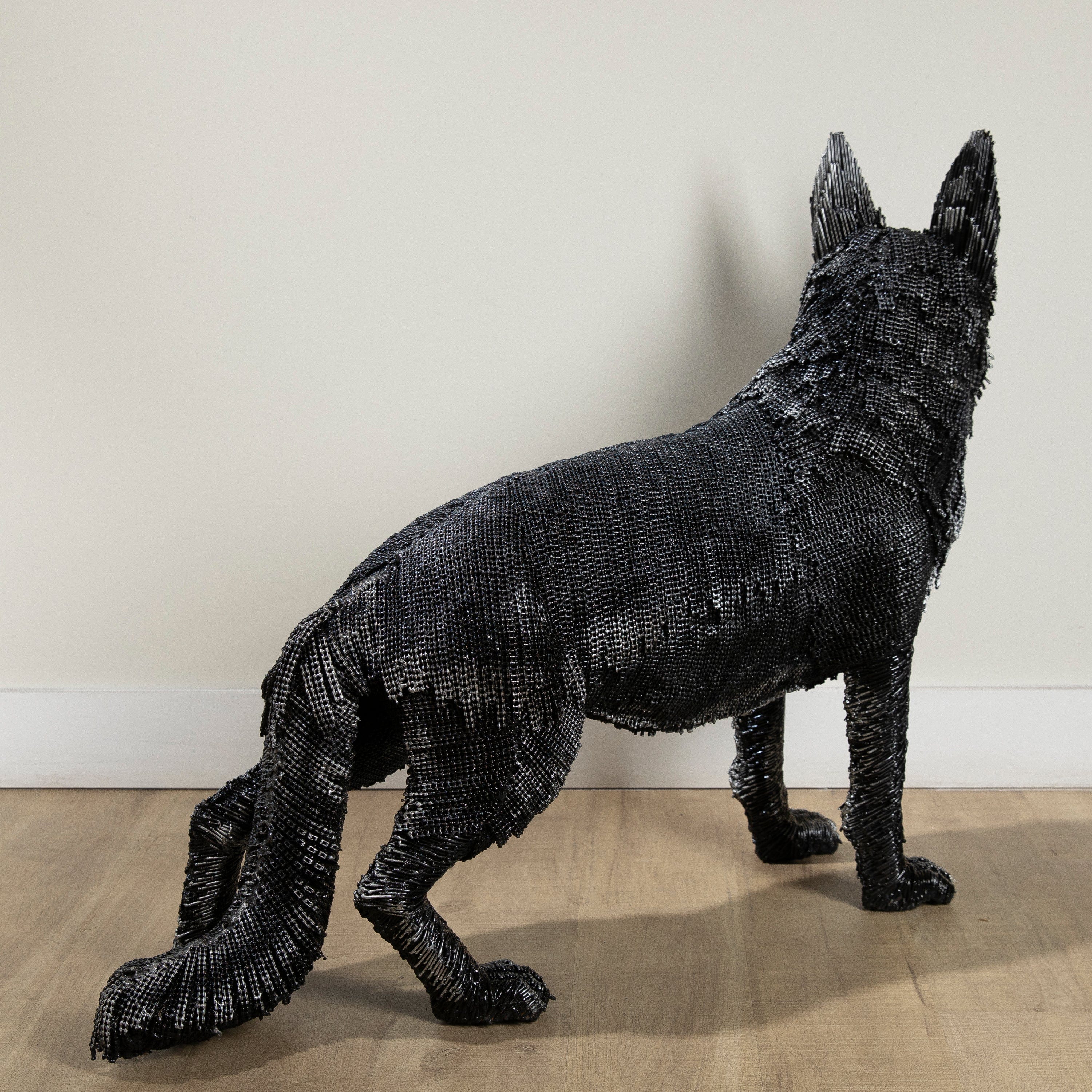 Kalifano Recycled Metal Art 28" German Shepherd Dog Recycled Metal Art Sculpture RMS-GSDOG70-P