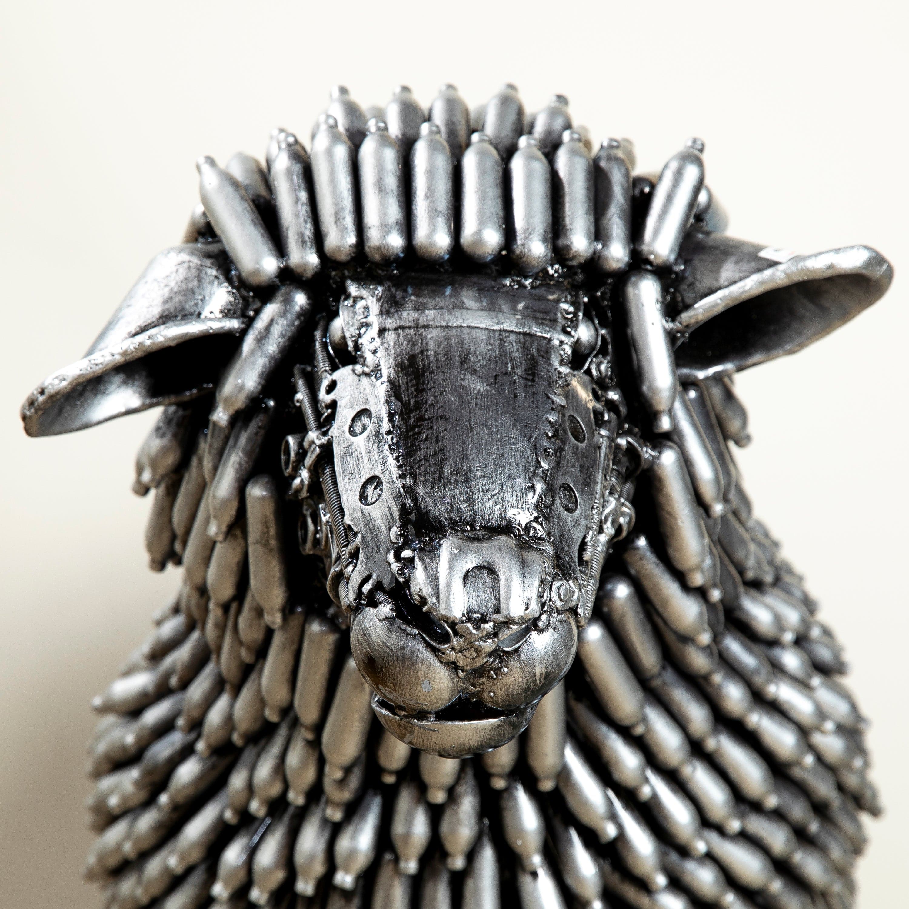 Kalifano Recycled Metal Art 30" CO2 Canister Sheep Recycled Metal Art Sculpture RMS-S75x80-P01