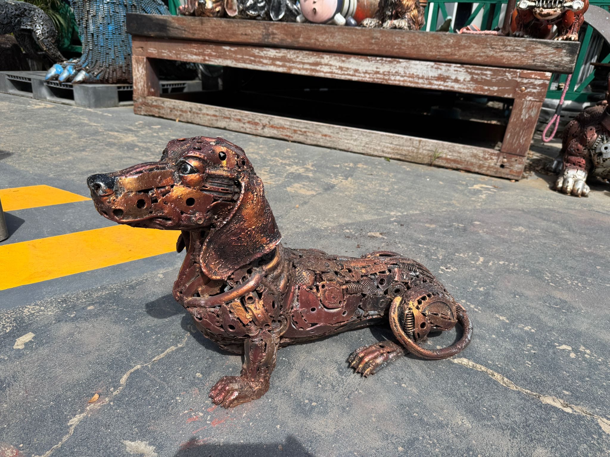 KALIFANO Recycled Metal Art 31" Daschund Dog Recycled Metal Art Sculpture RMS-DSCHDOG80-P