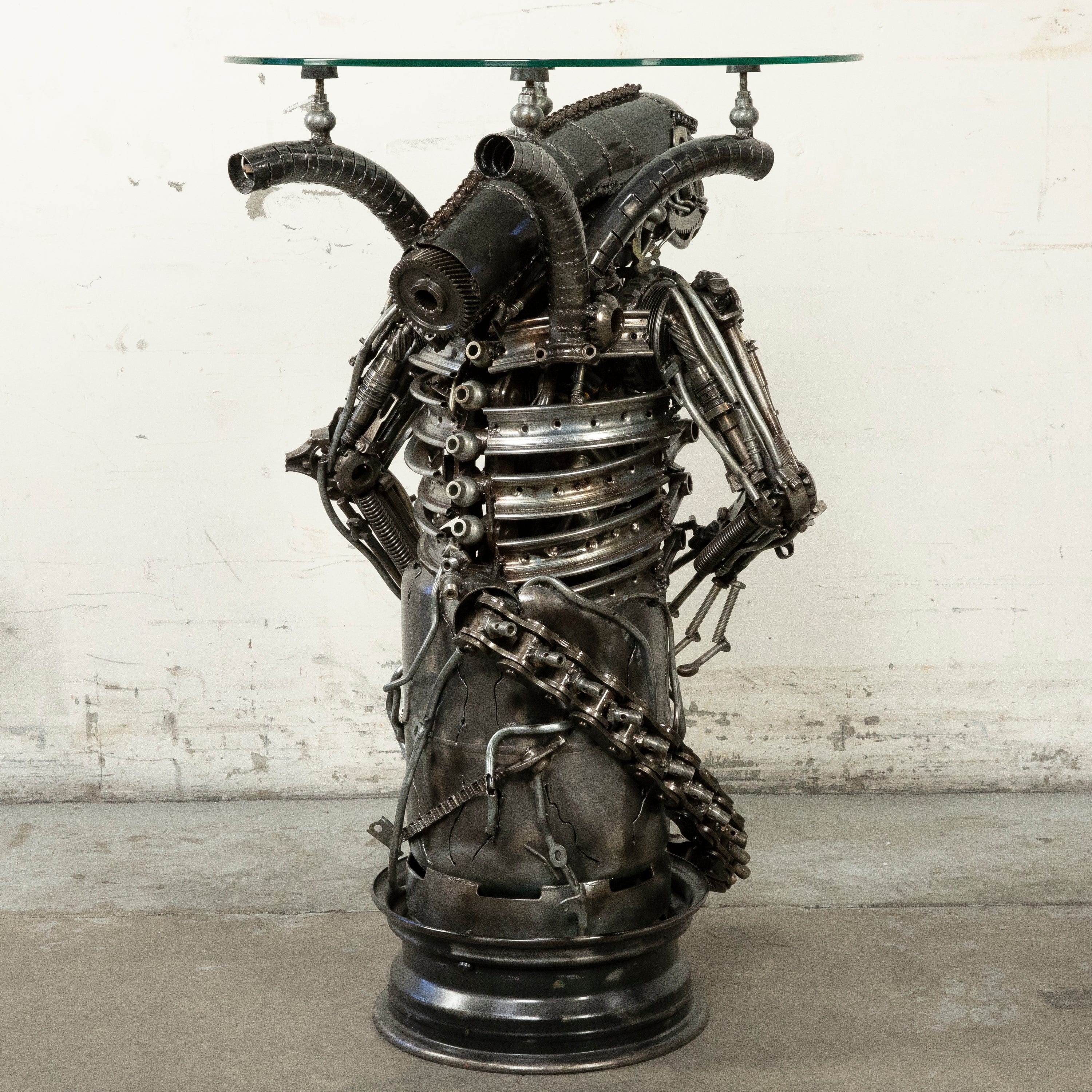 Kalifano Recycled Metal Art 36" Alien Inspired Recycled Metal Sculpture Table RMS-ATAB90-S02