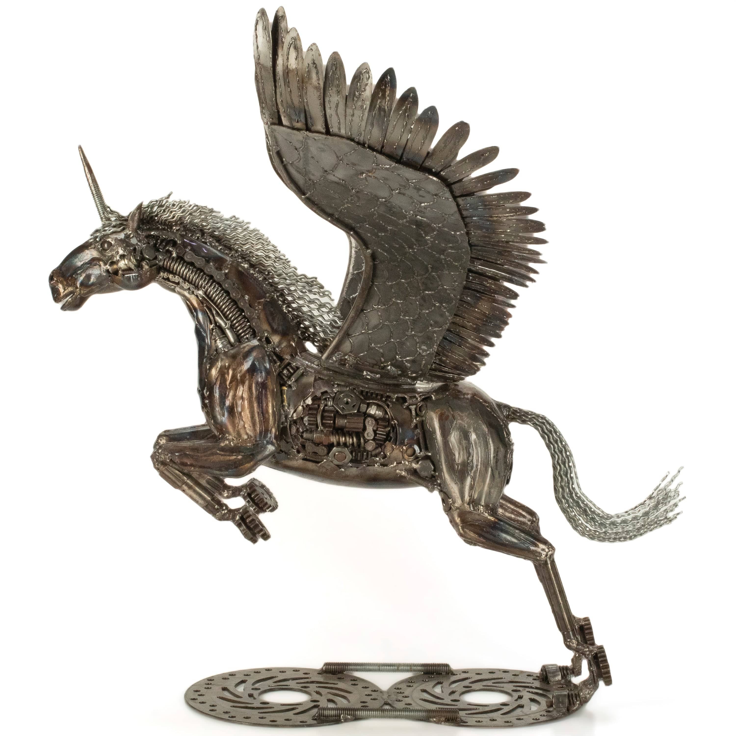 KALIFANO Recycled Metal Art 38" Pegasus Inspired Recycled Metal Art Sculpture RMS-PEG96x72-PK