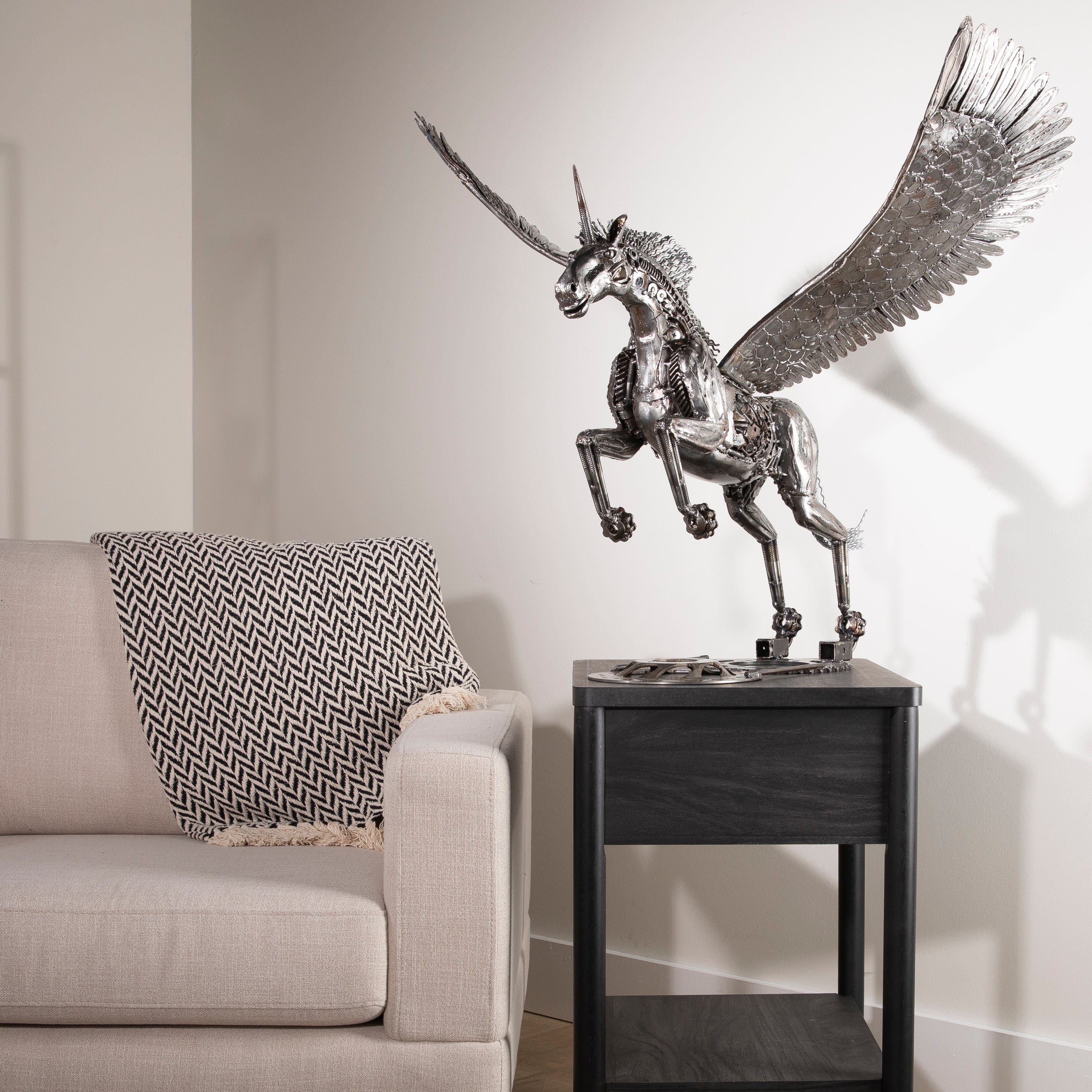 KALIFANO Recycled Metal Art 38" Pegasus Inspired Recycled Metal Art Sculpture RMS-PEG96x72-PK