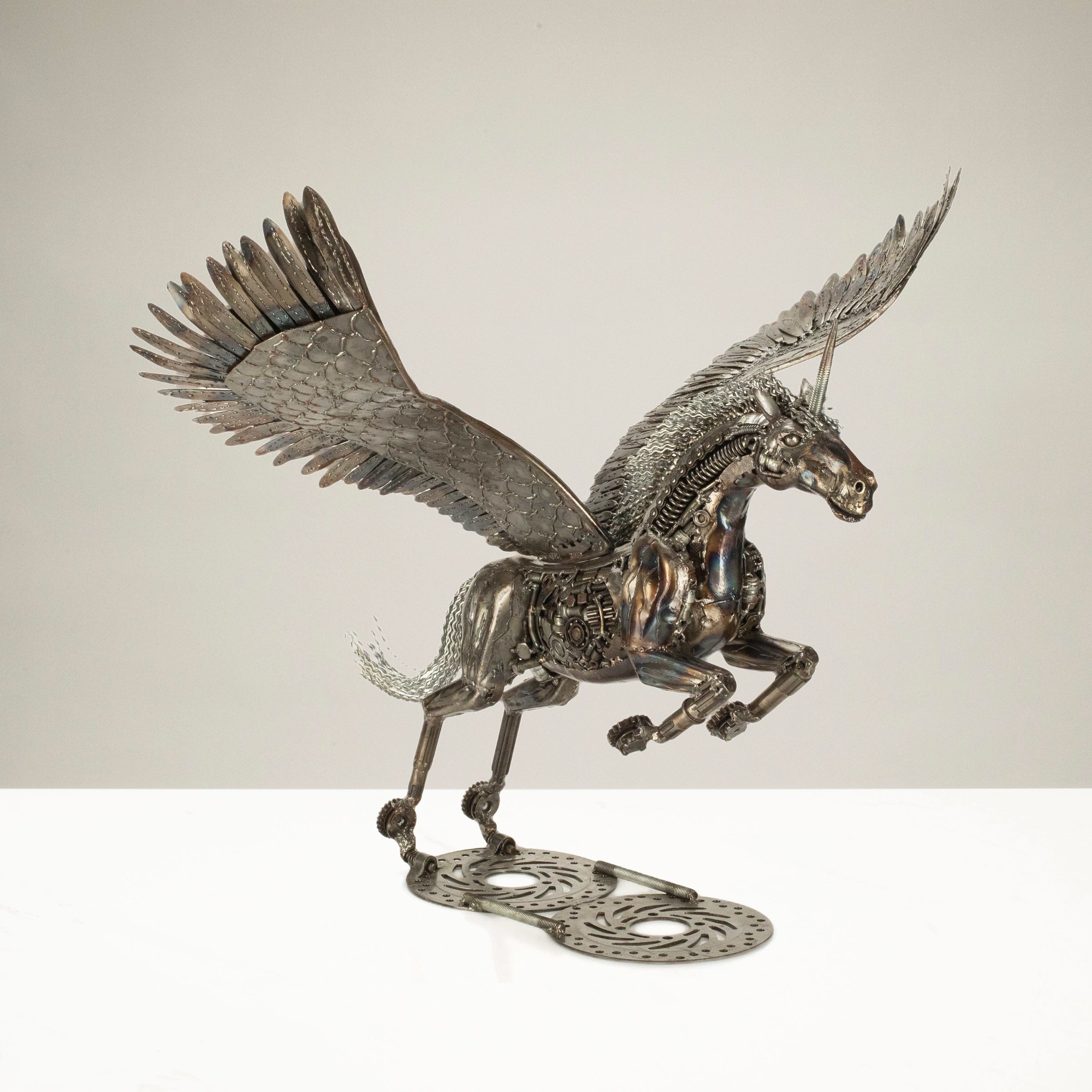 KALIFANO Recycled Metal Art 38" Pegasus Inspired Recycled Metal Art Sculpture RMS-PEG96x72-PK