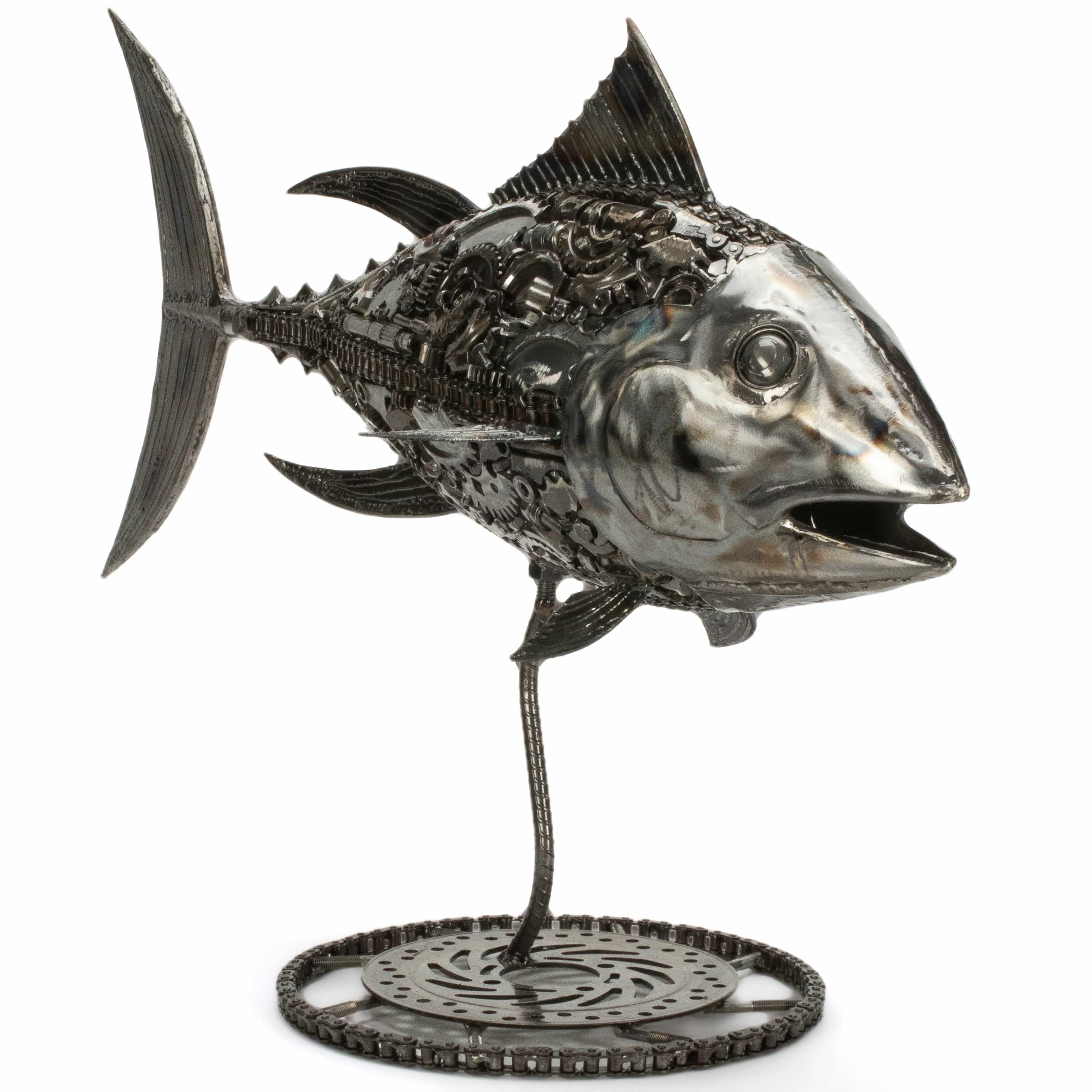 KALIFANO Recycled Metal Art 39" Tuna Fish Inspired Recycled Metal Art Sculpture RMS-T98x56-PK